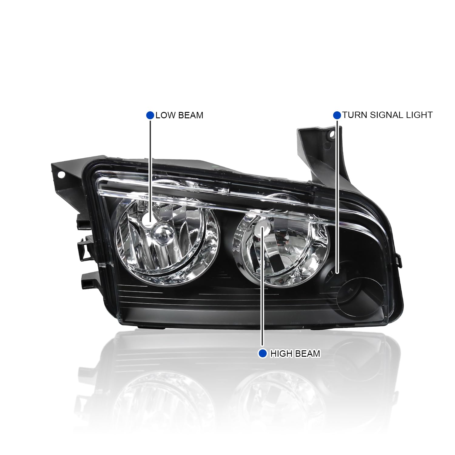 Spec-D Tuning Black Headlights & Corner Lights for 2006-2010 Dodge Charger - Left & Right Pair Headlight Assembly - Upgrade Your Ride for Night Driving & Car Shows