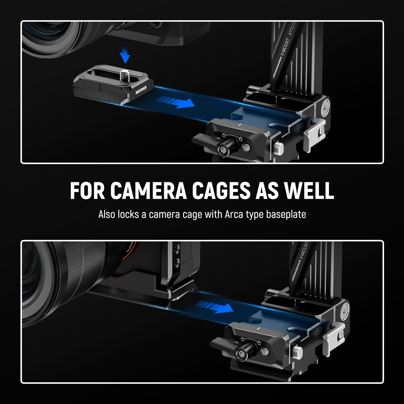 NEEWER PS013 Foldable V Mount Battery Plate with Arca-Swiss Quick Release Plate - Compatible with DSLR, Mirrorless Cameras & Video Equipment for Photography & Filmmaking