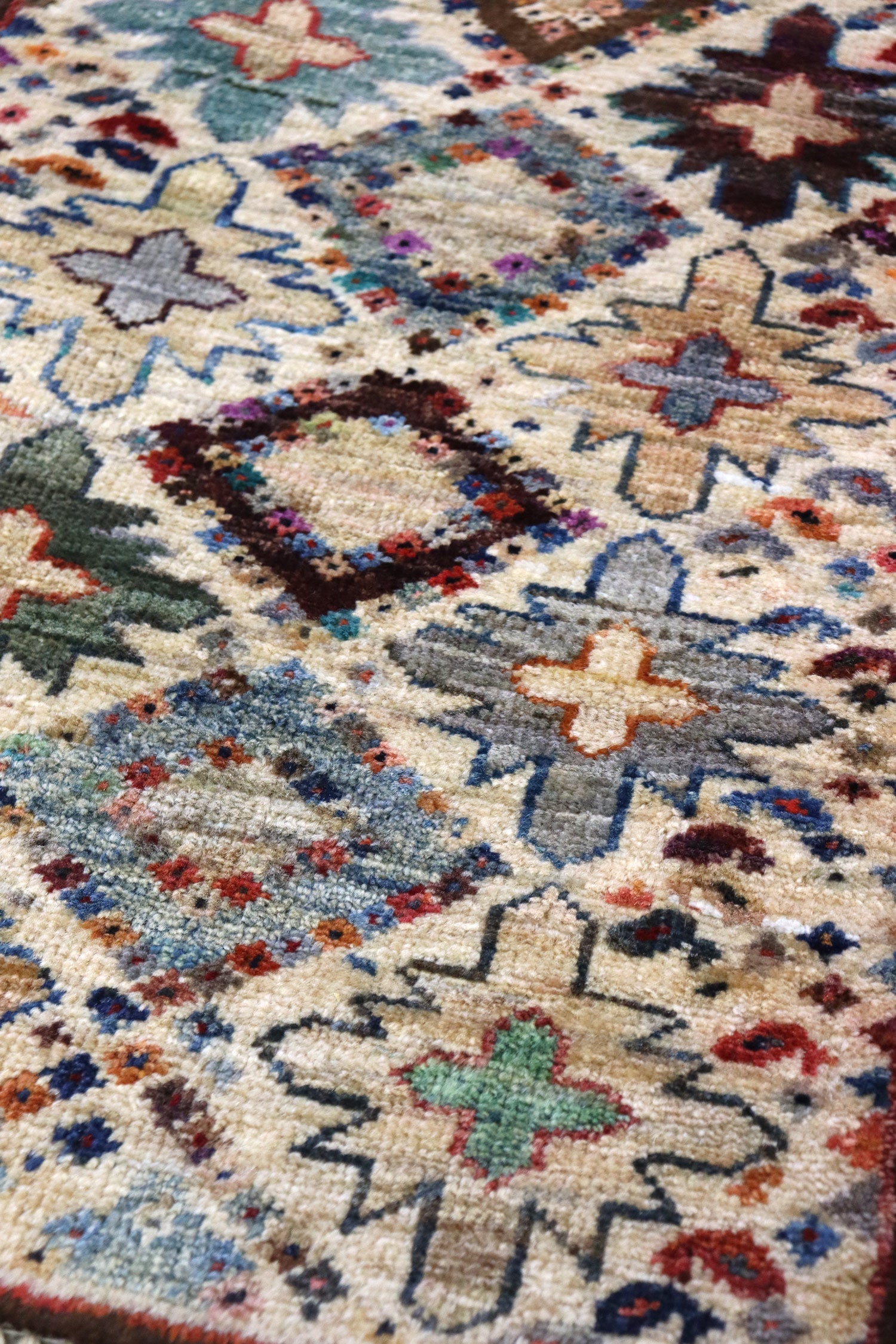 Handwoven Afghan Tribal Rug - Authentic Village J66024 Design for Boho Home Decor, Living Room & Bedroom