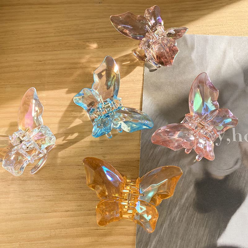 Butterfly Hair Clips for Women - 5 Pack Non-Slip Strong Hair Claws for Thick or Thin Hair - Fashion Hair Accessories for Girls & Women - Perfect for School, Work, Parties and Everyday Use