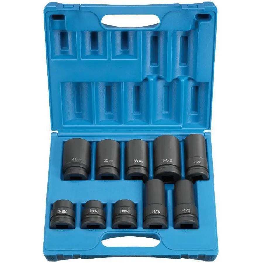 GP 10-Piece 1-Inch Square Drive Truck Wheel Impact Socket Set - Heavy Duty Lug Nut Removal for Automotive & Truck Repair
