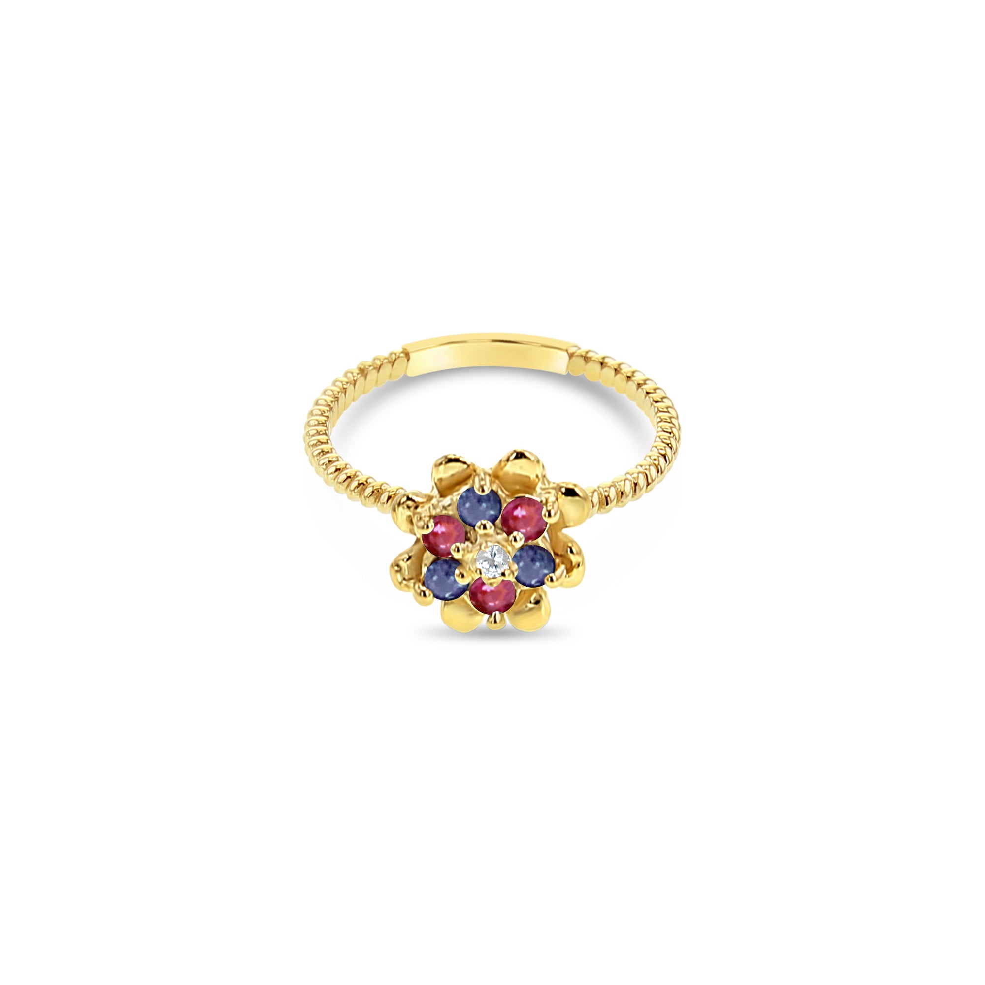 14K Yellow Gold Custom Gemstone Small Tulip Ring - Elegant Floral Jewelry for Women, Perfect for Weddings, Anniversaries & Everyday Wear