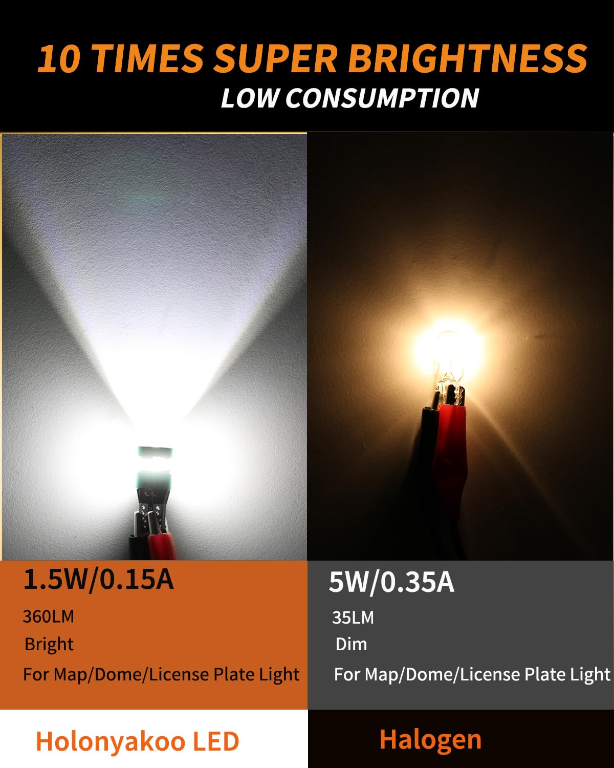 194 LED Bulb T10 Canbus for Car RV Lights - 6000K White (Set of 2) - Perfect for License Plate & Turn Signals