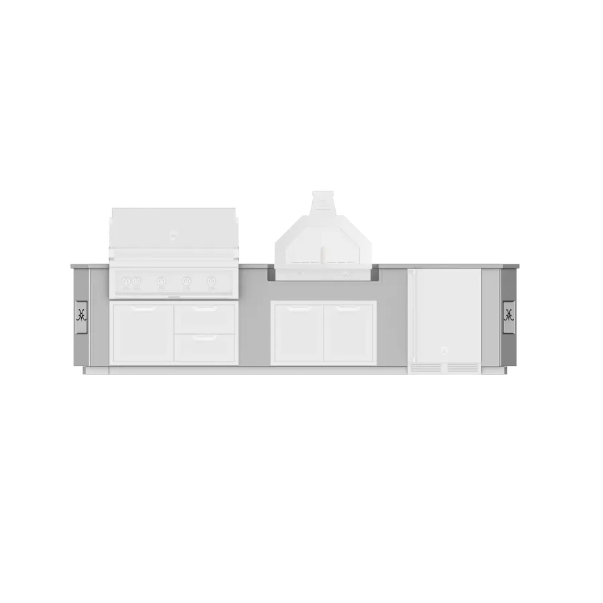 Hestan GESC12 12 Ft. GE Series Kitchen Island with Pizza Oven Cutout - Perfect for Outdoor Cooking & Entertaining