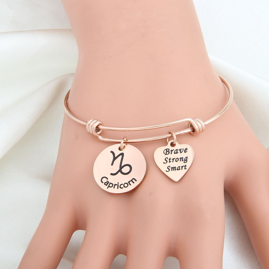 Rose Gold Zodiac Bracelet - Expandable Wire Bangle for Women | Birthday Gift & Daily Wear