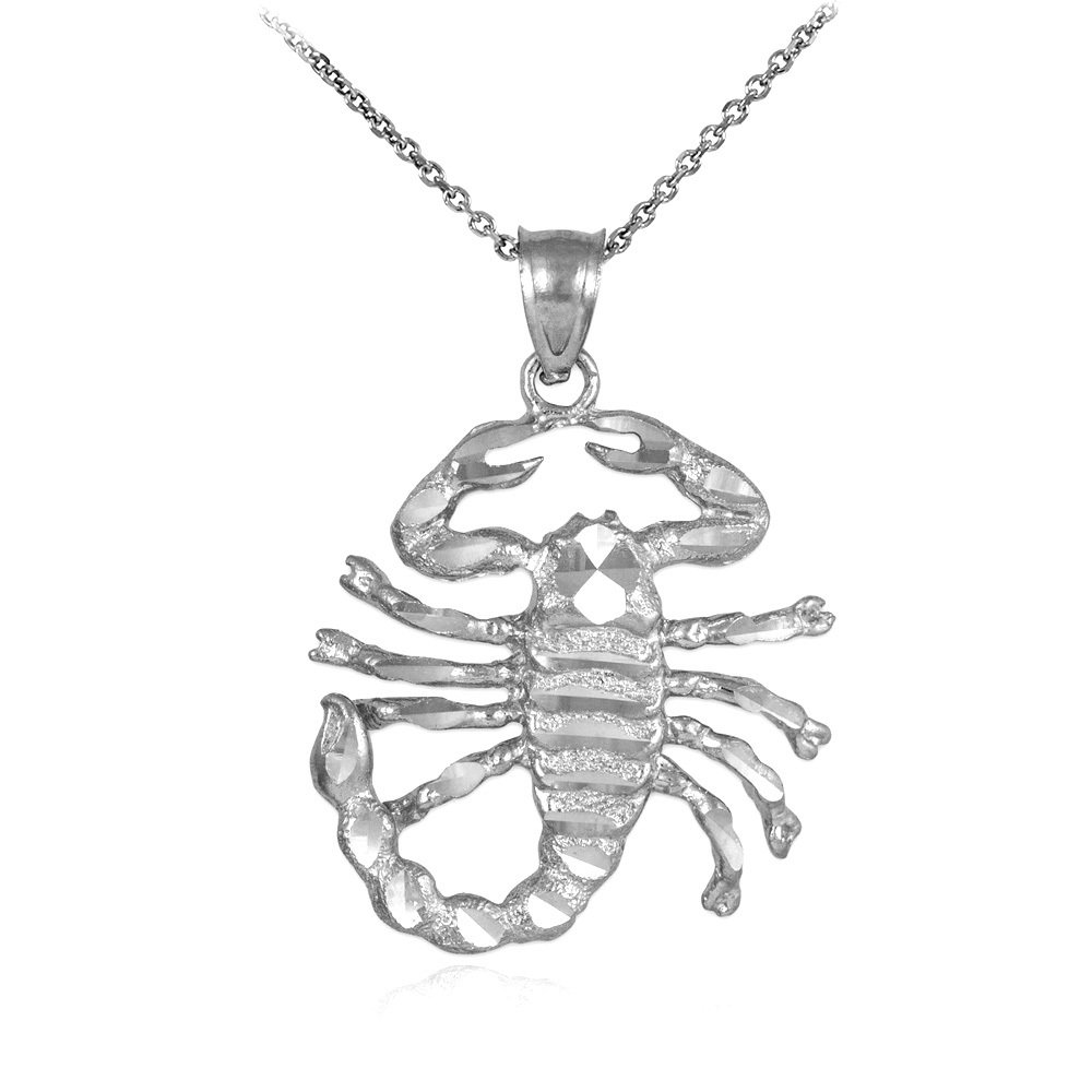 10K White Gold Southwestern Scorpion Charm Pendant Necklace for Women - Elegant Boho Jewelry Gift for Birthday, Anniversary & Special Occasions