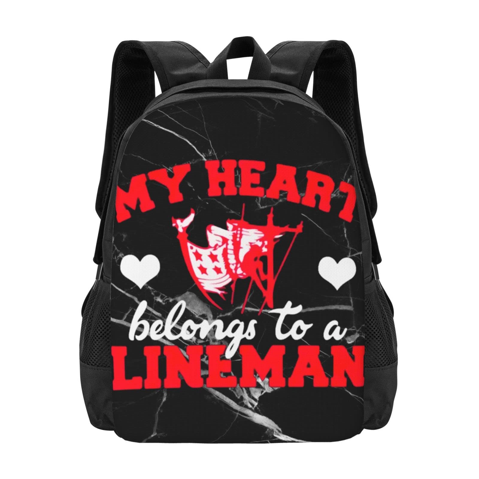 Ruento My Heart Belongs to a Lineman Backpack - Durable Laptop Backpack for School, Gym & Travel - Unisex Daypack for Women, Men, Boys & Girls - Perfect for Work, College & Outdoor Adventures