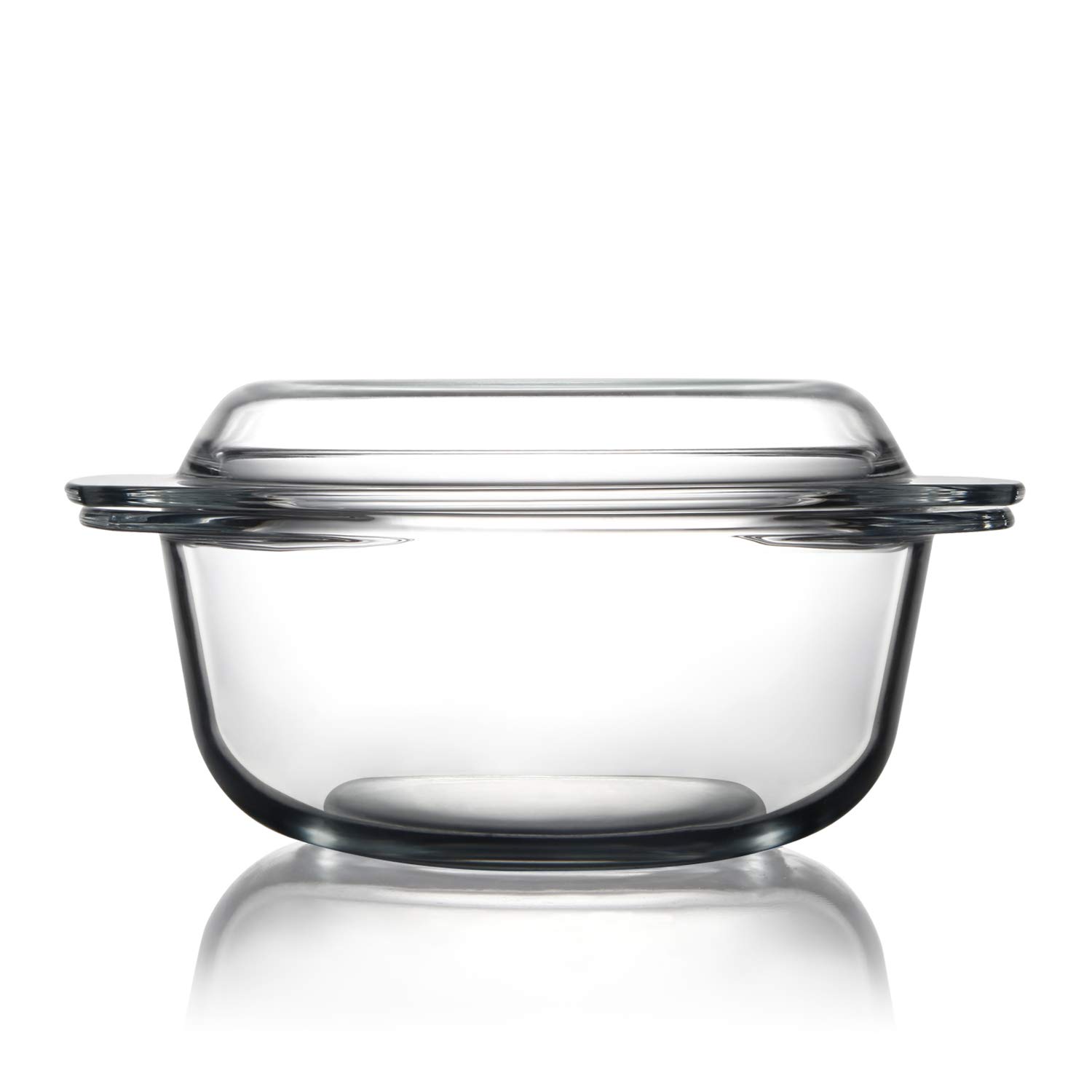Clear Round Glass Casserole Dish with Lid - 1.5L Non-Plastic Oven-Safe Baking Bowl | Microwave, Freezer & Dishwasher Safe | Perfect for Casseroles, Lasagna & Meal Prep