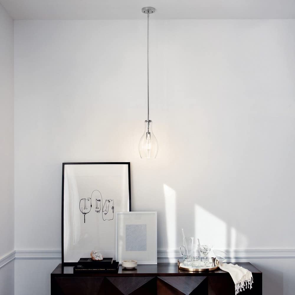 1 Light Contemporary Large Bell Shade Pendant Light Fixture with Champagne Glass in Olde Bronze Finish - Perfect for Dining Room, Kitchen Island, and Entryway Lighting