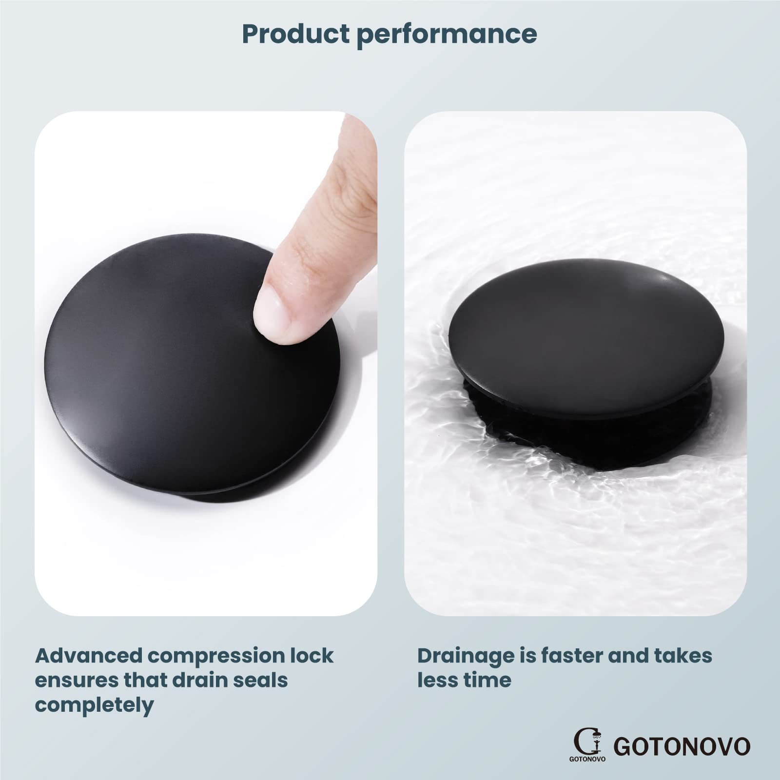 Gotonovo Black Pop Up Drain Stopper with Overflow - Bathroom Sink Faucet Stopper for Vessel Vanity Sinks - Durable Drain Accessories - Perfect for Bathroom Renovation & Home Improvement Projects
