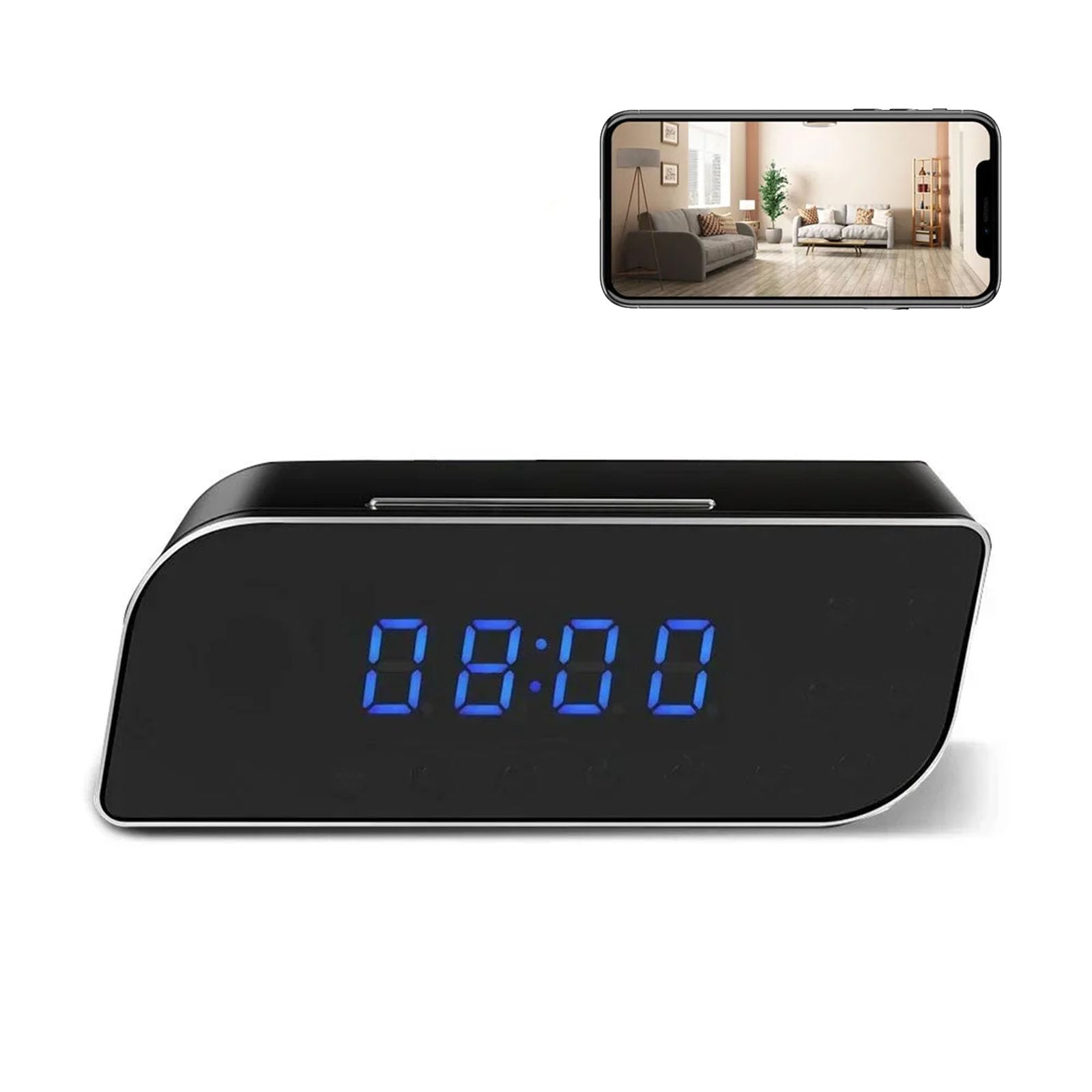 FKINGLRK 1080P HD WiFi Wireless Mini Hidden Camera Alarm Clock - Indoor Security Surveillance, Nanny Cam for Home & Office Monitoring | Perfect for Baby Monitoring, Pet Watching and Elderly Care