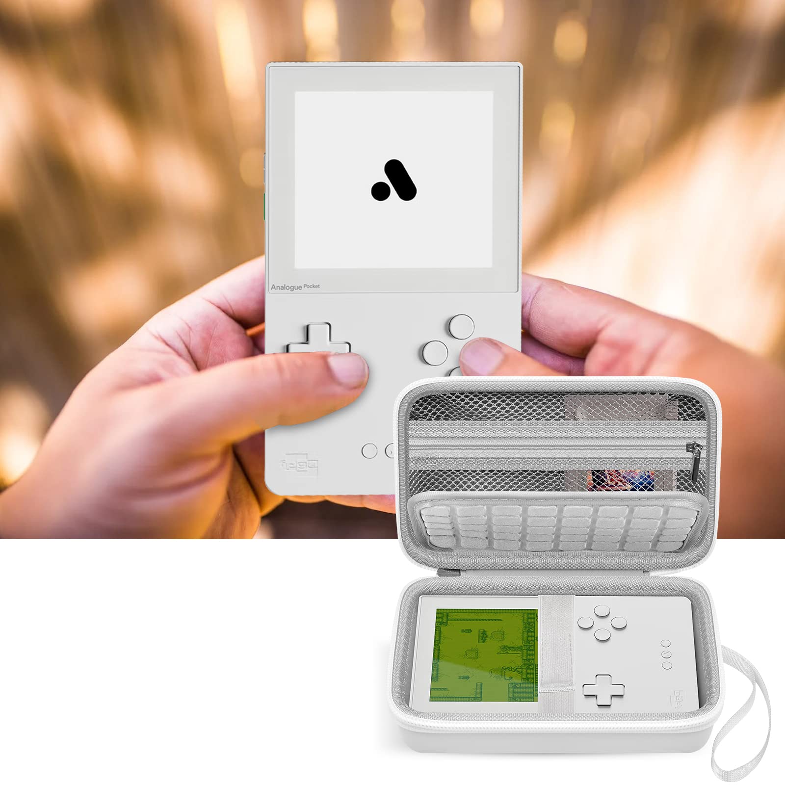 Againmore Hard Protective Case Compatible with Handheld Portable Gaming Console - Mini Video Game Storage Bag with Analog Sticks, Charging Cable & Accessories (Case Only) - Perfect for Travel, Storage & Gaming On The Go