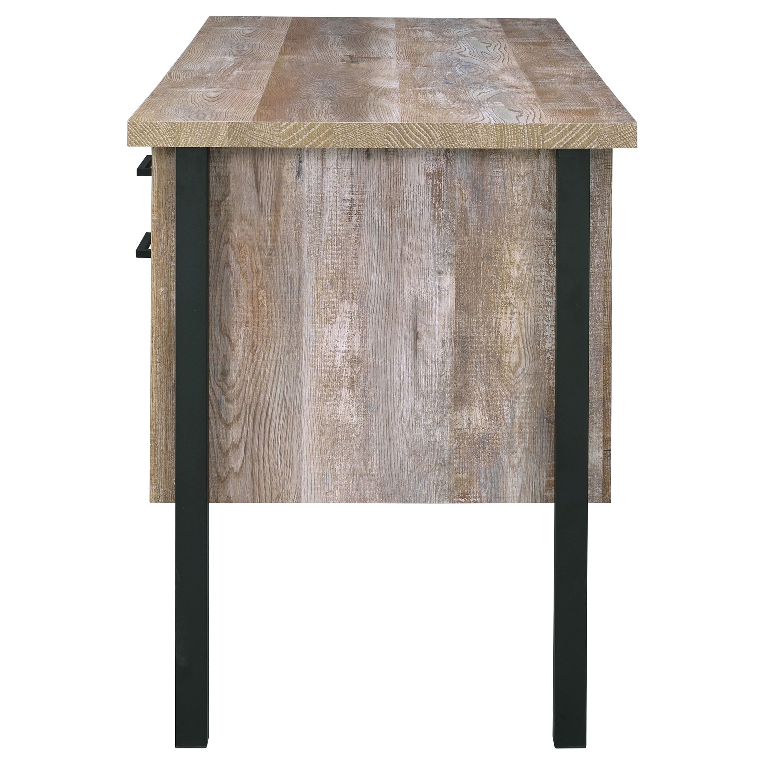 Coaster Furniture Samson 4-Drawer Writing Desk in Weathered Oak & Black - 801950 | Home Office Desk with Storage for Study & Work