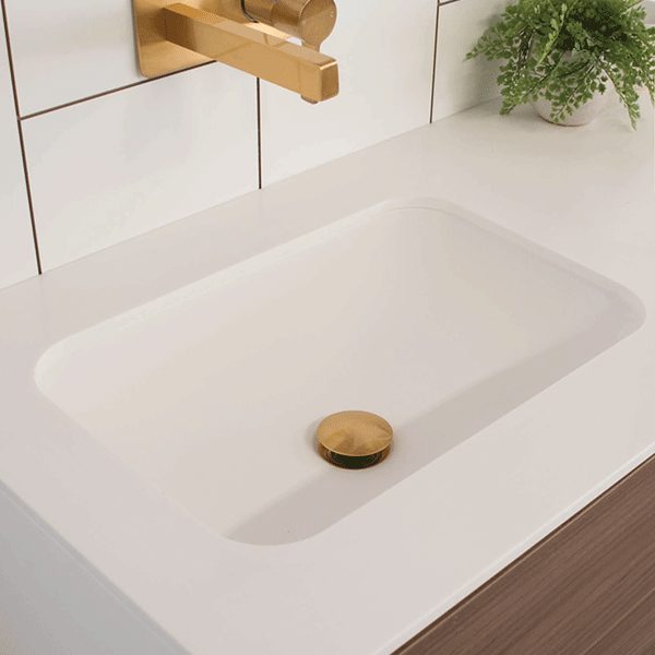 ADP Glory 545 x 355mm White Solid Surface Undermount Bathroom Sink - Perfect for Modern Vanities and Powder Rooms