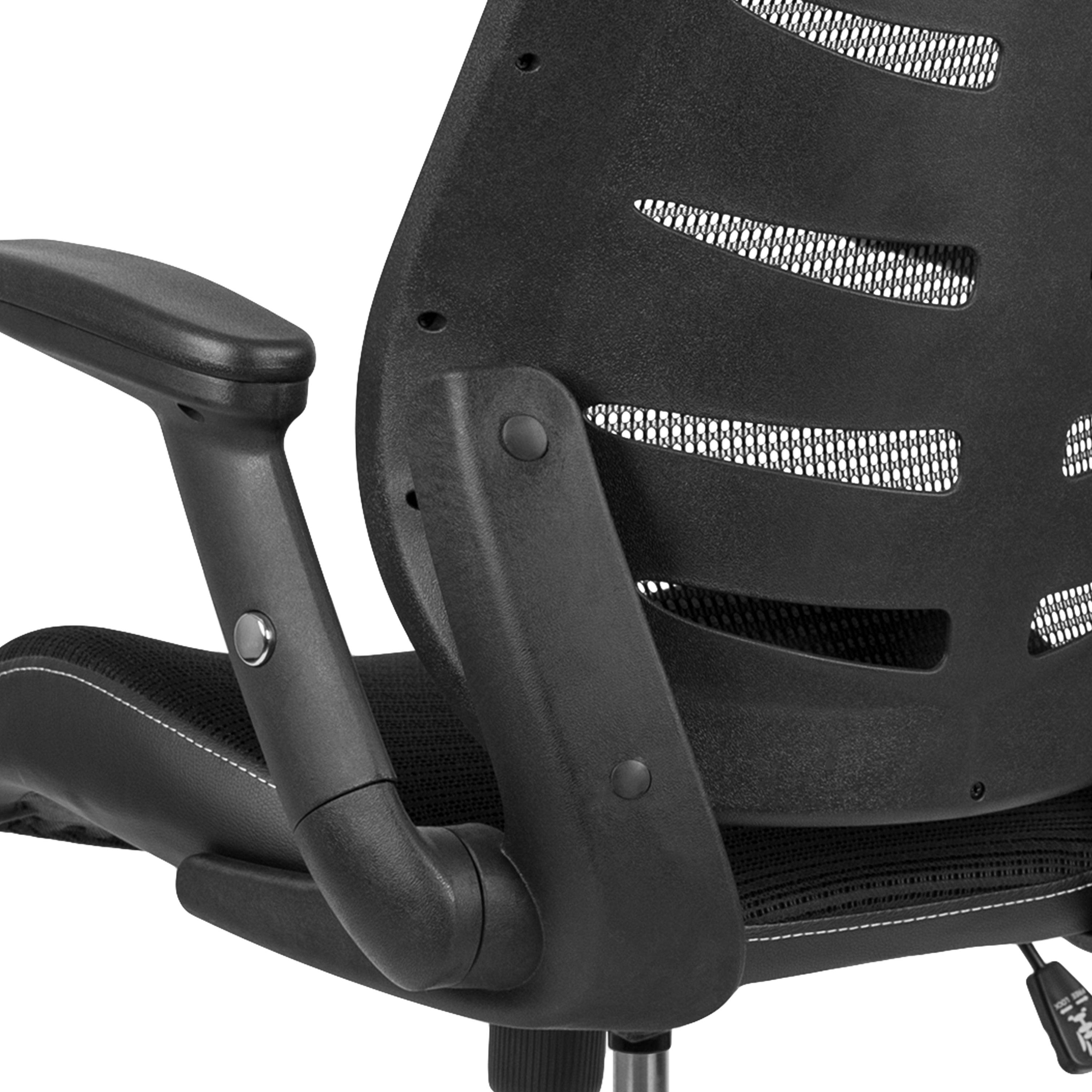 FLASH Kale High Back Ergonomic Drafting Chair - Adjustable Mesh Spine Support, Foot Ring & Flip-Up Arms - Perfect for Office, Gaming & Home Workspaces