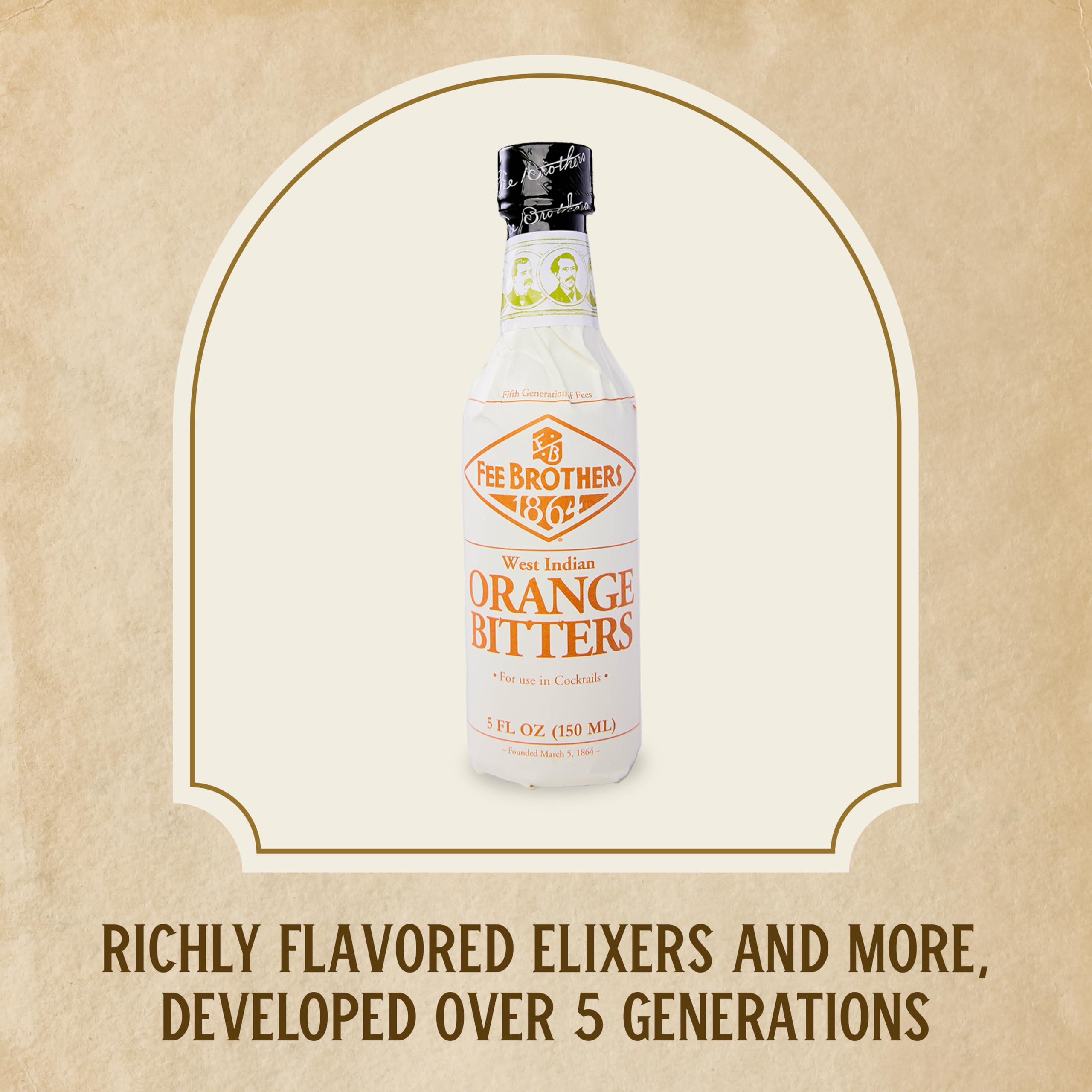 Fee Brothers West Indian Orange Cocktail Bitters - Premium Aromatic Cocktail Mixer & Concentrated Flavoring | Gluten Free, Vegan-Friendly | 5 fl oz | Perfect for Cocktails, Mocktails & Baking Recipes