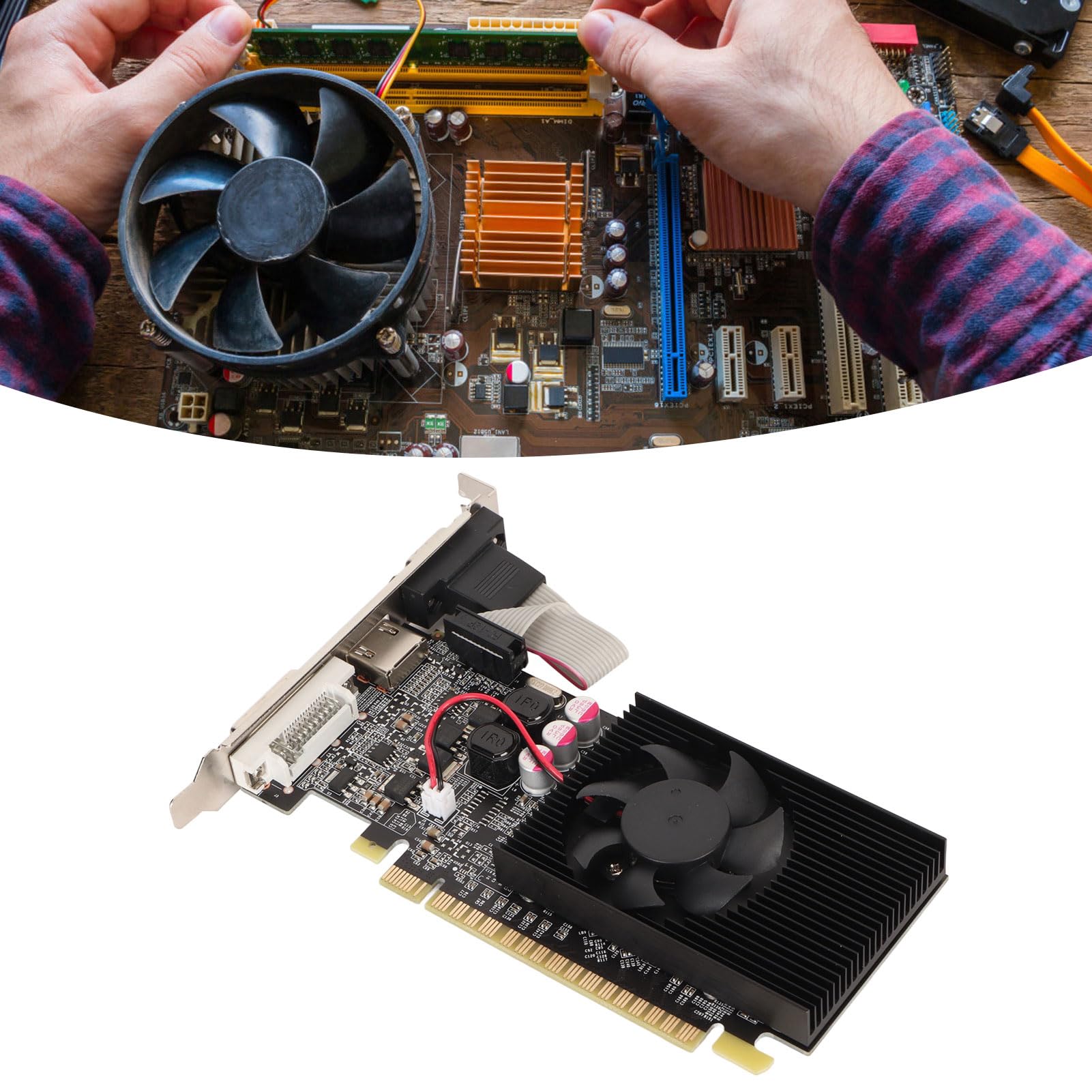 NVIDIA GT210 1GB DDR3 64-bit Graphics Card with Cooling Fan - 589MHz Core Clock, HDMI/DVI/VGA Outputs for HD Multimedia - Perfect for Home Theater PCs, Office Workstations & Light Gaming