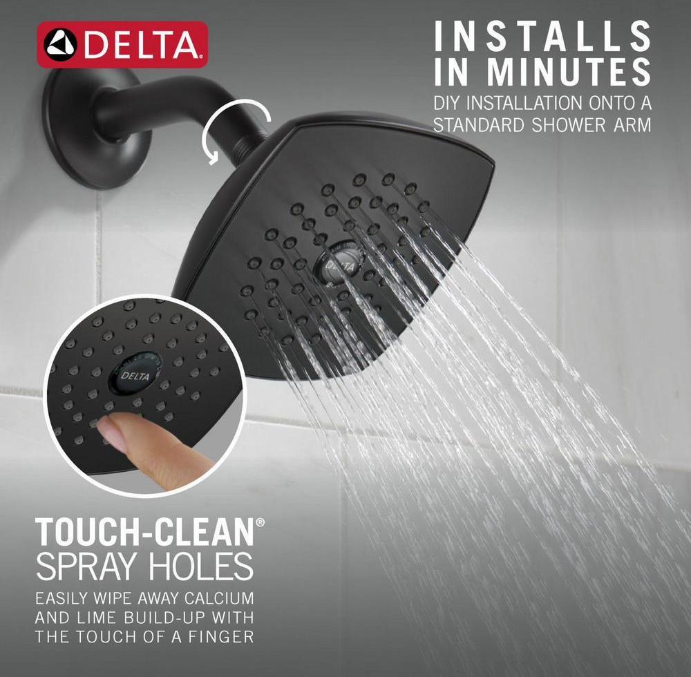 Delta RP64859BL Matte Black Raincan Shower Head - 1 Setting Waterfall Showerhead for Luxurious Spa-Like Bathroom Experience