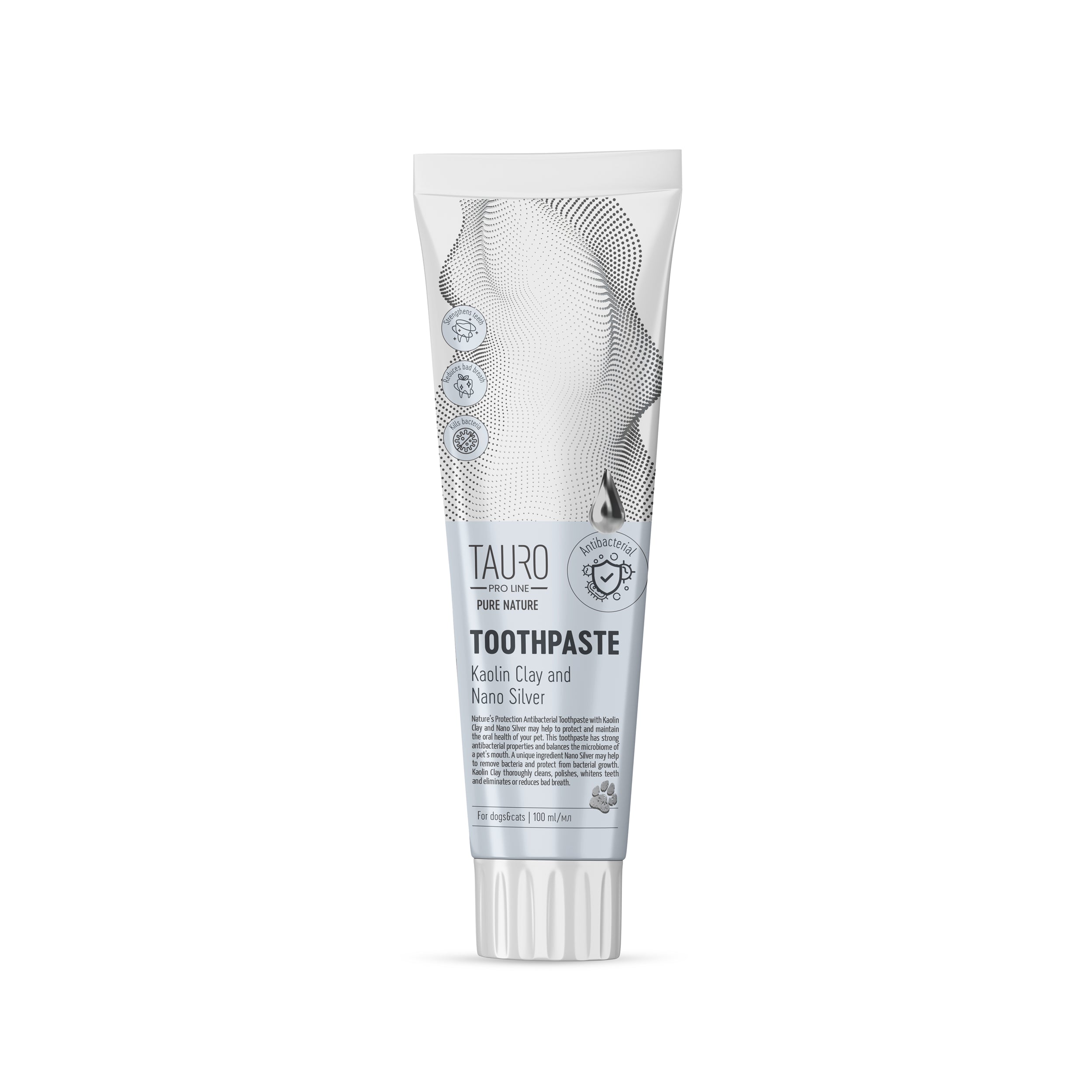Natural Dog & Cat Toothpaste with Kaolin Clay, Zeolite & Silver Nanoparticles | Tauro Pro Line | Freshens Breath & Promotes Oral Health for Pets | Ideal for Daily Dental Care Routine