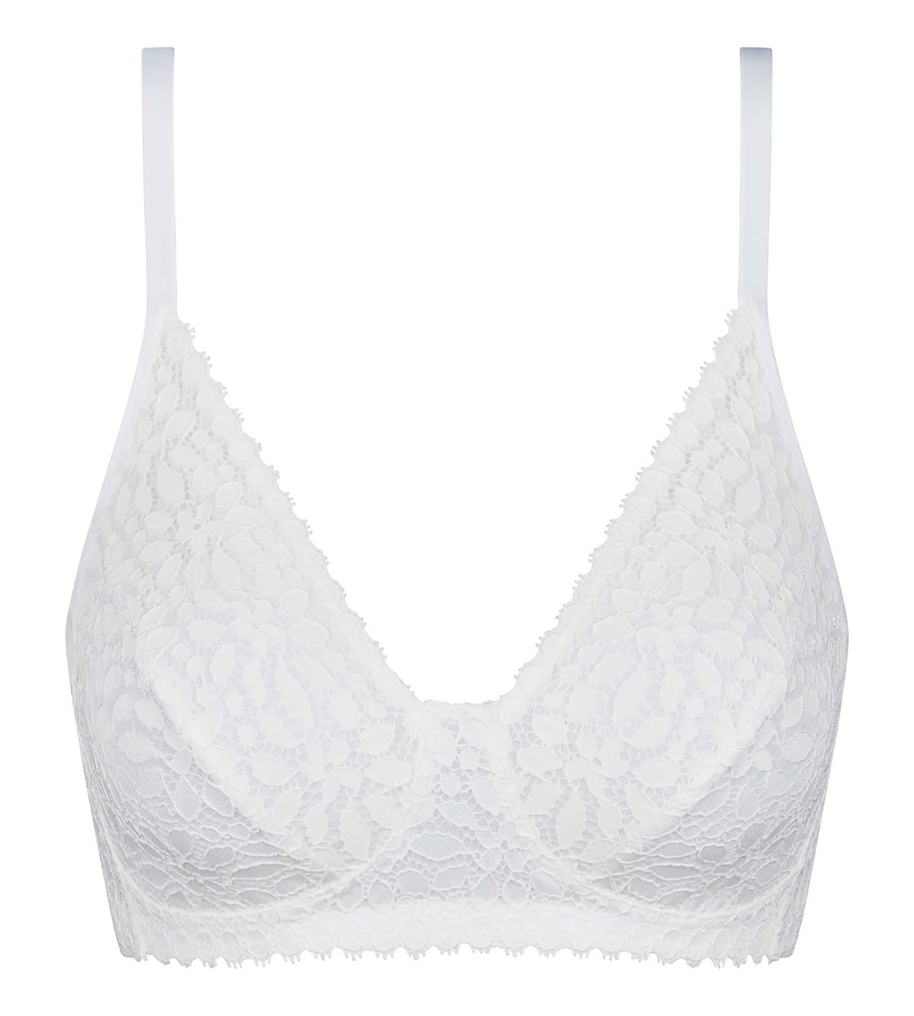 Wire-Free Floral Lace White Bra - Comfortable Support for Daily Wear, Workouts & Relaxation