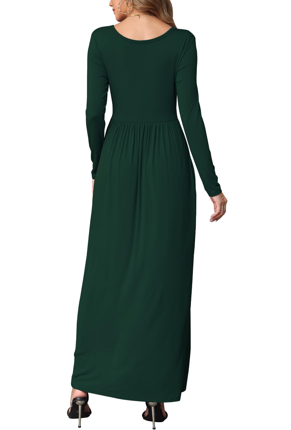 EUOVMY Women's Long Sleeve Maxi Dress - Loose Fit Casual Summer Dress with Pockets | Perfect for Beach, Vacation, and Everyday Wear