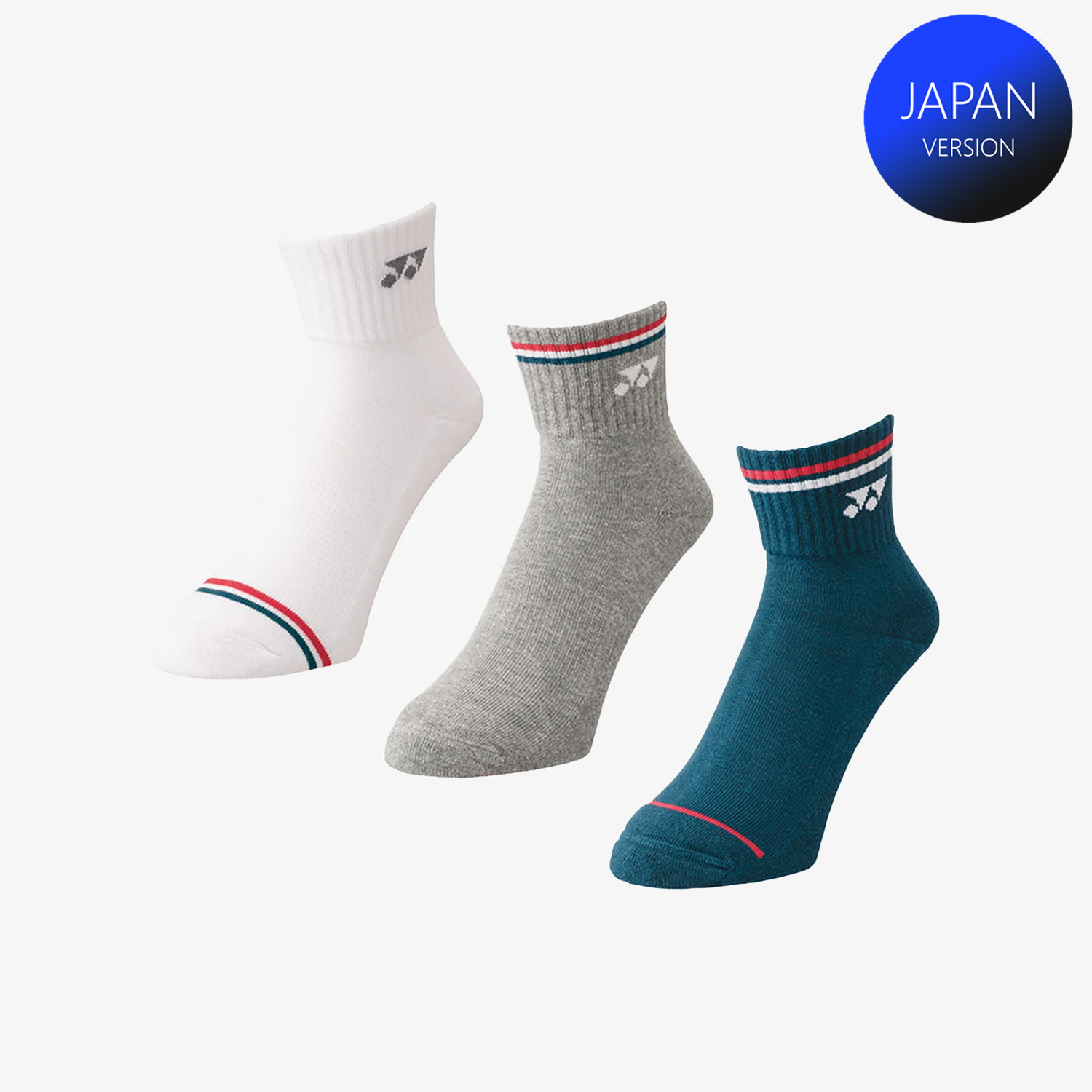 Yonex Men's Sports Ankle Socks 19222 AS - 3 Pairs Pack - Breathable Cushioned Athletic Socks for Running, Tennis & Gym Workouts