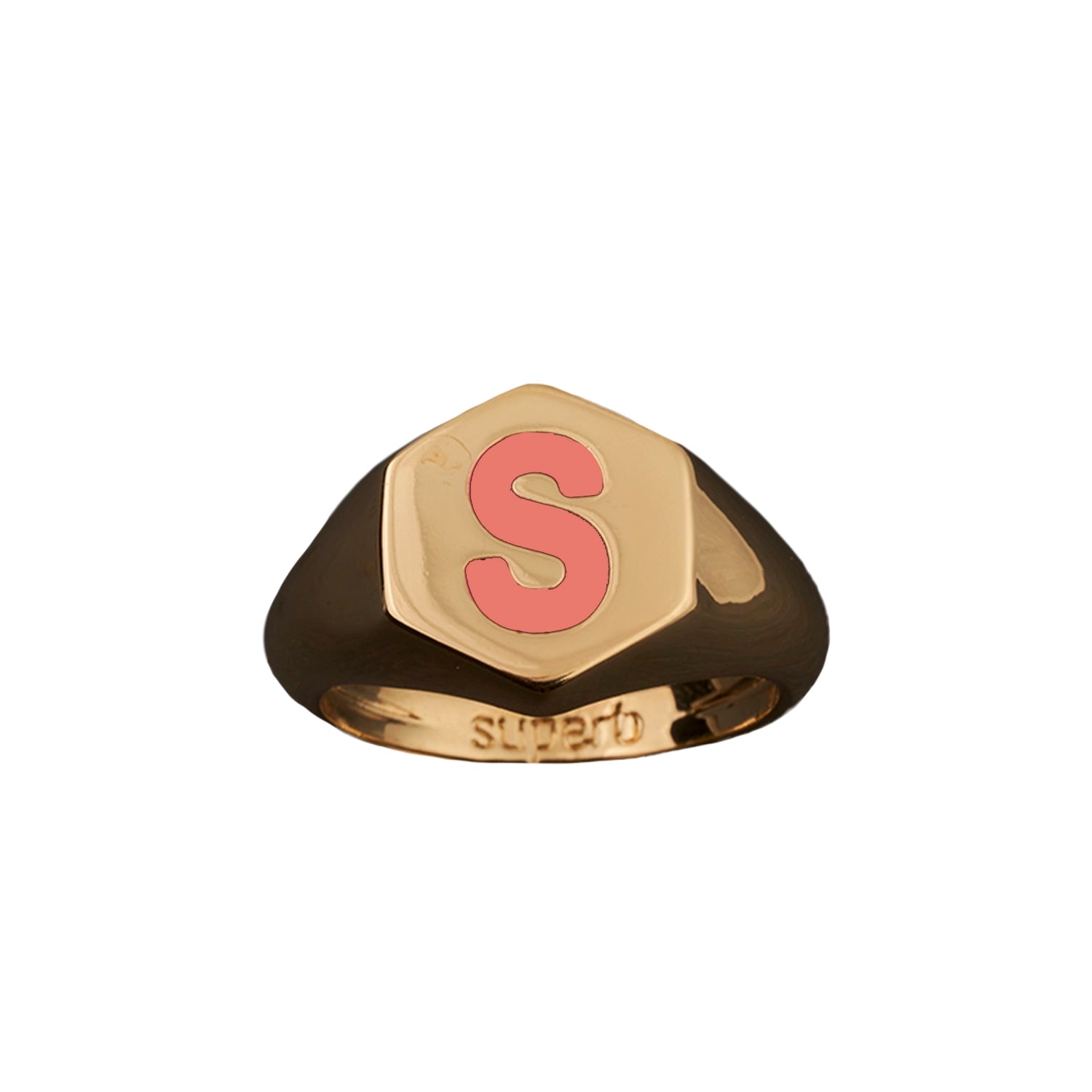 Hexagon Coral Gold Ring for Women - Elegant Geometric Jewelry for Everyday Wear & Special Occasions