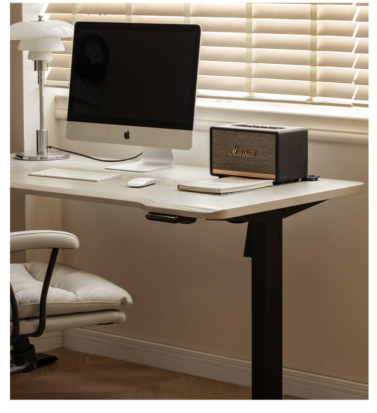 Premium Oak Solid Wood Electric Standing Desk - Adjustable Height Ergonomic Workstation for Home & Office - Perfect for Remote Work, Gaming & Study