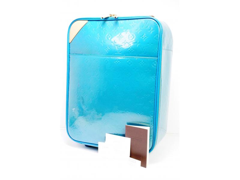 Authentic Pre-Owned Louis Vuitton Vernis Blue Galactic Pegase 45 Trolley Bag Suitcase M93716 191842 - Luxury Travel Luggage for Business Trips & Vacations