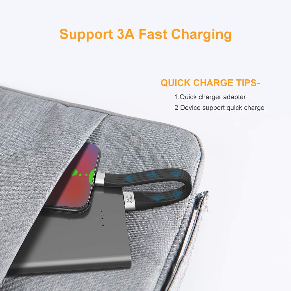 CableCreation 2-Pack Short USB Cables Bundle - 5 inch USB 3.1 A to C & 0.5ft USB A to Lightning - Fast Charging for iPhone, Android, MacBook, iPad - Perfect for Travel, Car, Office & Home Use