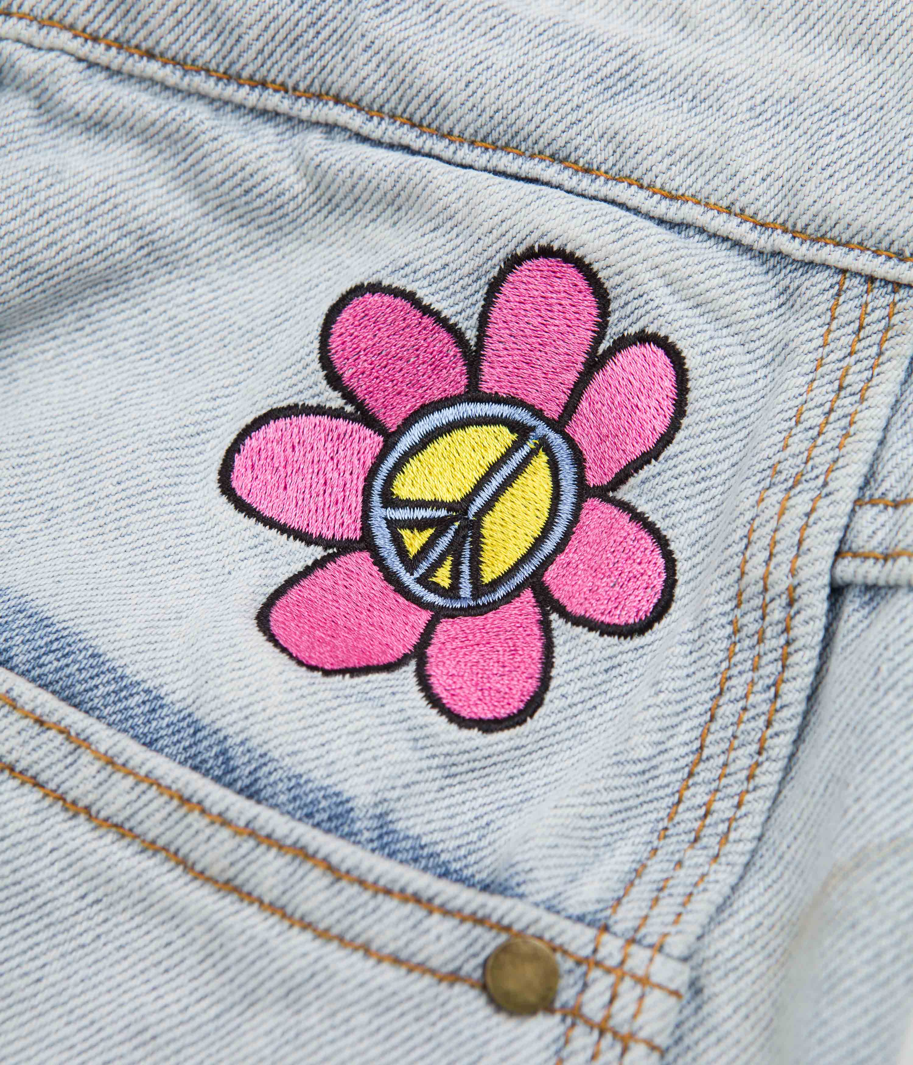 Butter Goods Flower Embroidered Denim Jeans for Women - Light Blue Washed High Waist Skinny Jeans | Casual Wear, Street Style, Everyday Outfits