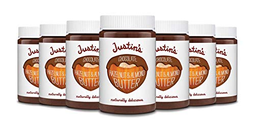 Organic Justin's Chocolate Hazelnut & Almond Butter Spread - No Stir, Gluten-Free, Responsibly Sourced Cocoa - 16oz Jar (6-Pack) - Perfect for Breakfast, Snacks & Baking