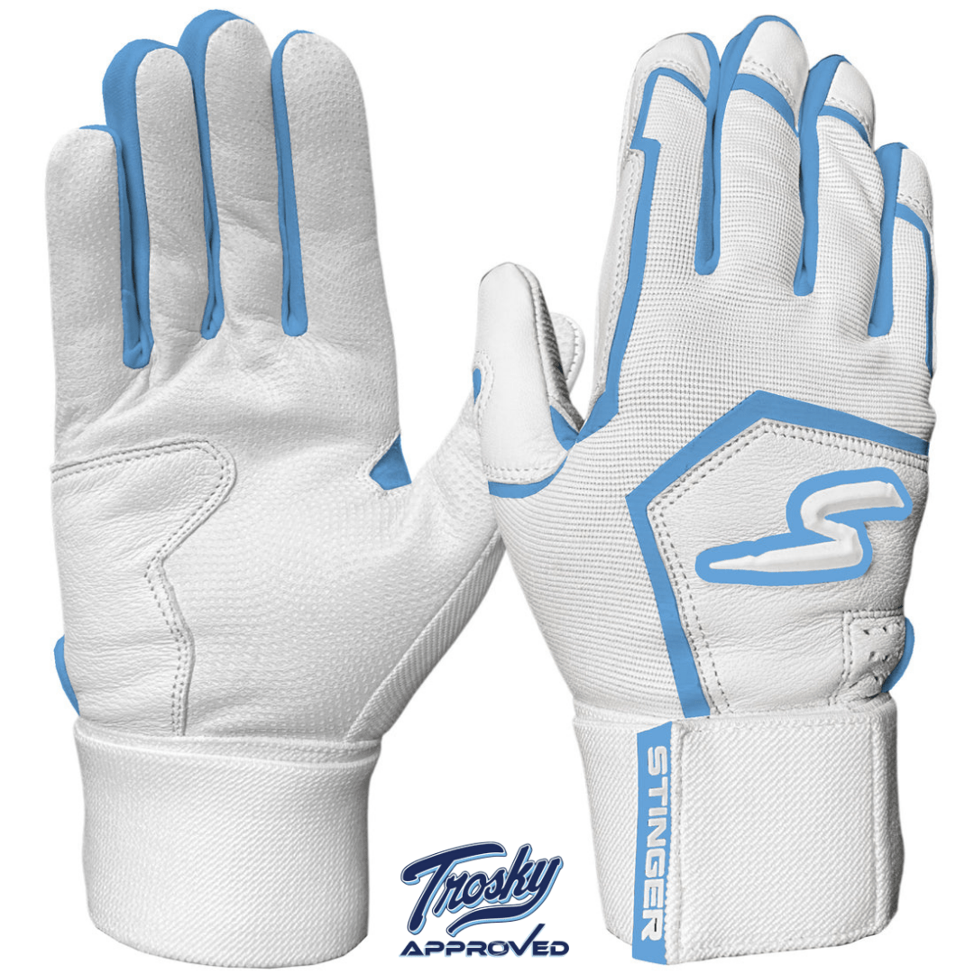 Columbia Blue & White Winder Series Batting Gloves - Breathable & Grip-Enhanced for Baseball & Softball Training, Games & Outdoor Sports