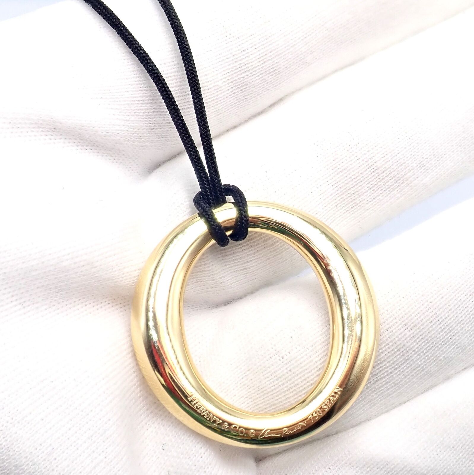 Tiffany & Co 18k Yellow Gold Elsa Peretti Medium 35mm Sevillana Necklace - Elegant Jewelry Gift for Women, Perfect for Weddings, Anniversaries & Special Occasions