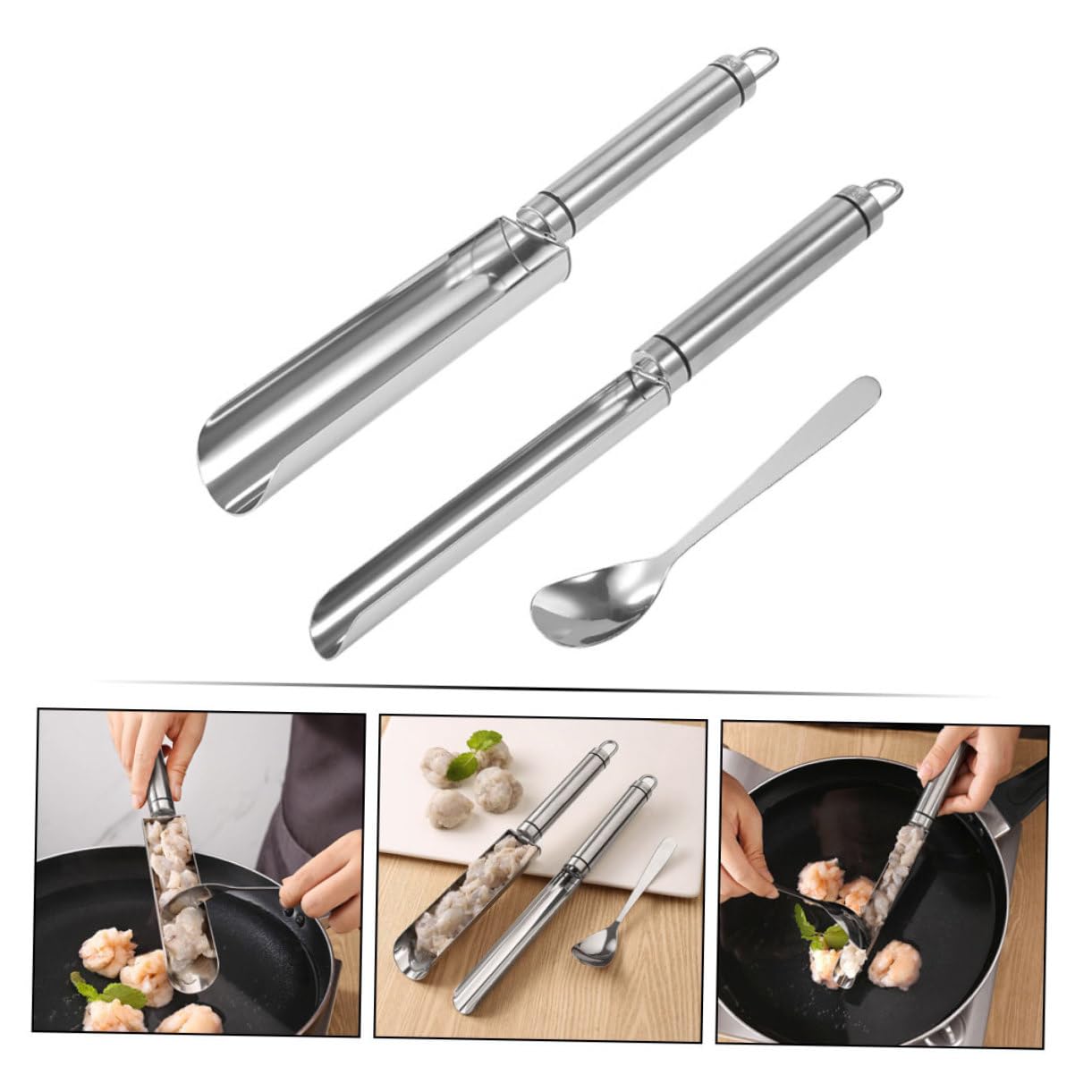 **HOMSFOU Stainless Steel Meatball Maker Kit - DIY Meatball Molds, Cake Maker & Shrimp Ball Shaker - Kitchen Tool for Easy Cooking & Baking (Perfect for Meatballs, Cakes & Seafood Balls)**