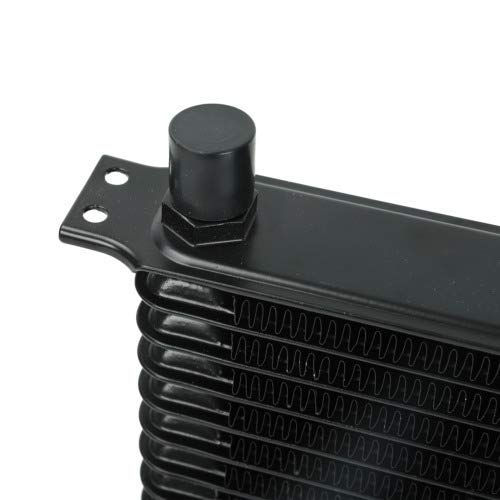 15 Row Black Aluminum Auto Engine Transmission Oil Cooler Kit with 10AN Hose End Fittings, 8