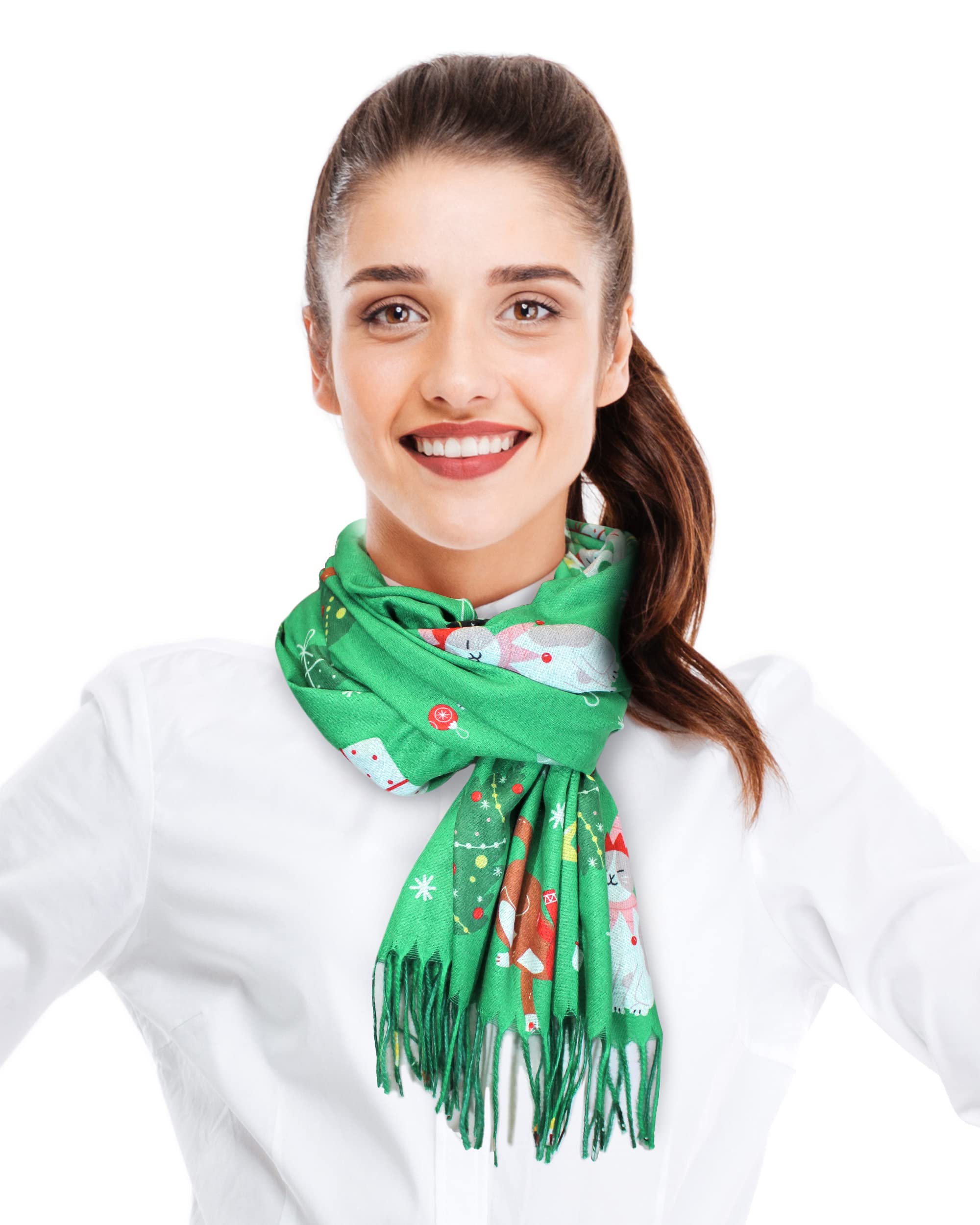 Christmas Dog Cat Lover Scarf - Soft Animal Print Fashion Shawl for Holiday Gifts