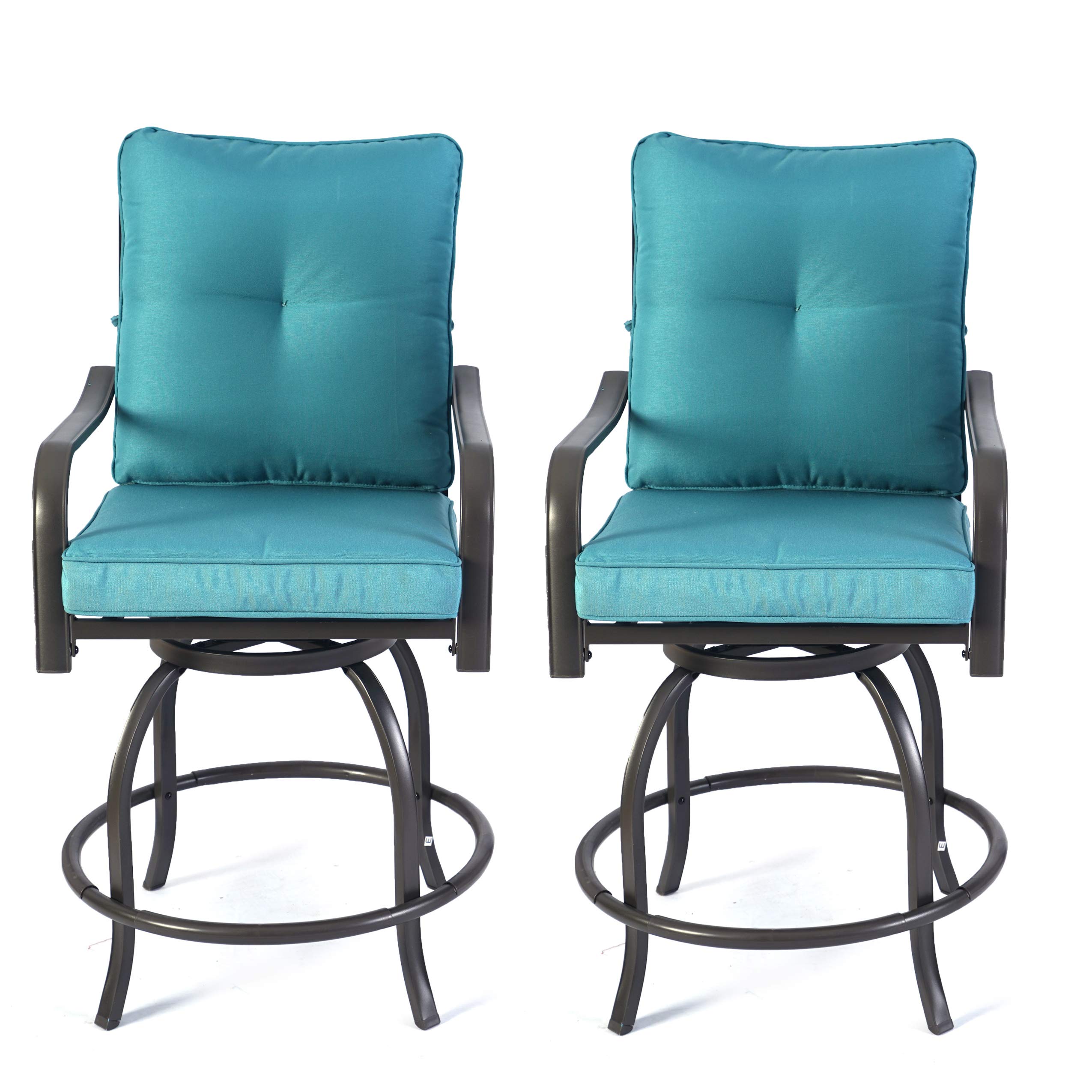 Kozyard Isabella Outdoor Patio Swivel Bar Stools - Counter Height Adjustable Bar Chairs for Bistro, Backyard, Cafe, Restaurant & Chic Bars - Aqua Blue - Perfect for Outdoor Dining, Lounging & Entertaining