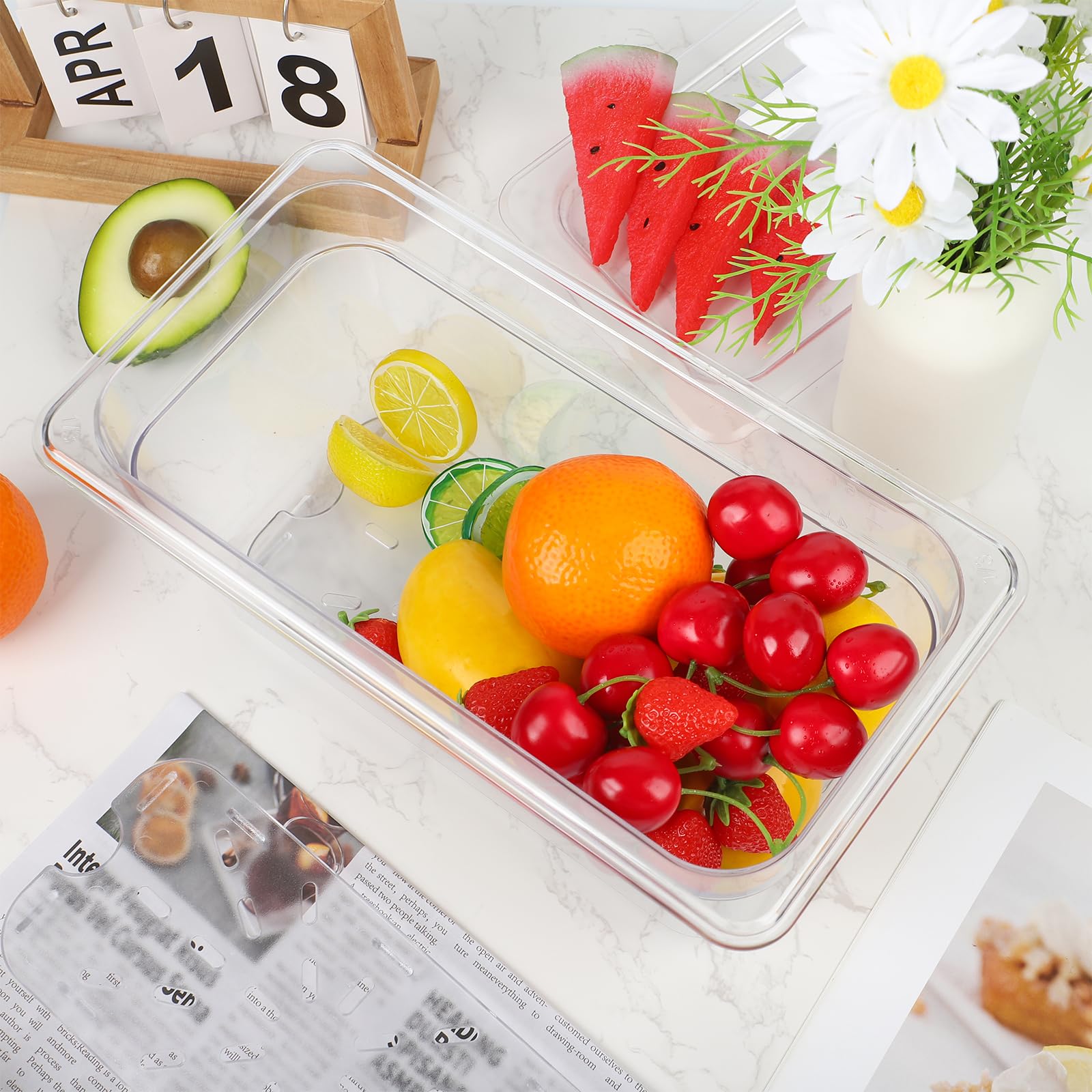 24 Pcs Clear Plastic Drain Shelf for 1/3 Size Food Pan - Acrylic Food Drain Trays for Fruits, Vegetables & Kitchen Storage - Perfect for Restaurants, Hotels & Home Use