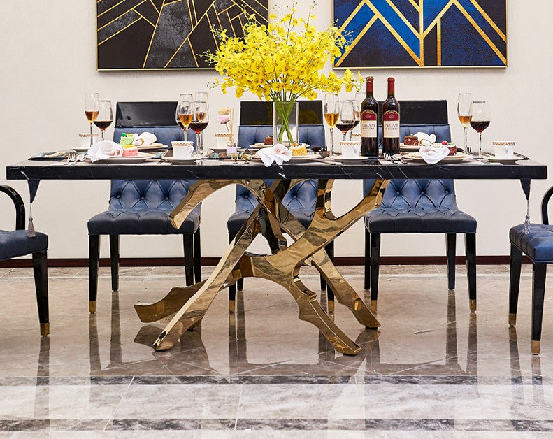 Luxury Brass & Italian Marble Designer Dining Table - Elegant Modern Round Kitchen Table for Dining Room, Restaurant & Home Decor