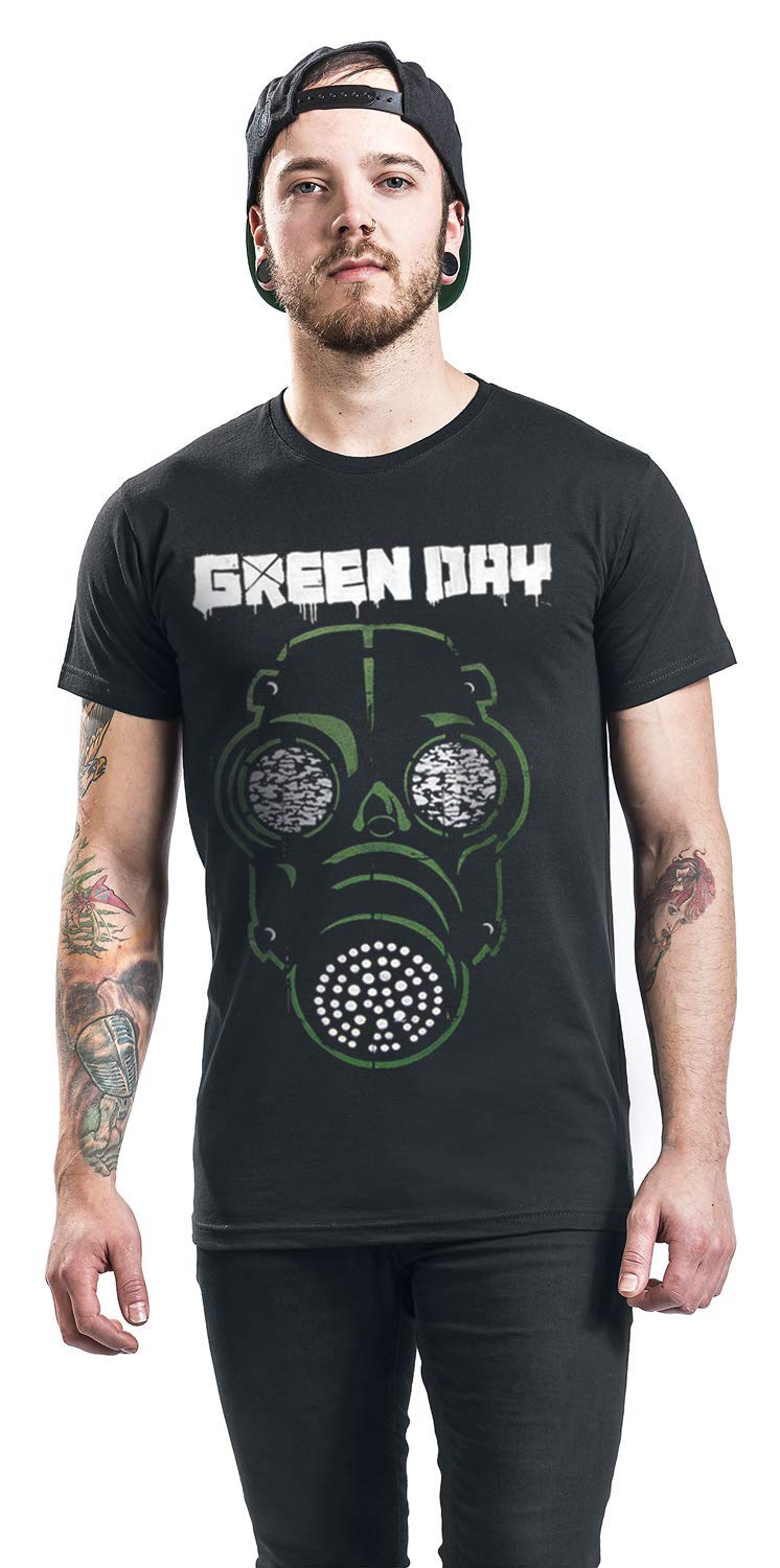 Green Day Gas Mask Official Men's T-Shirt | Punk Rock Band Merch | Tour Concert & Streetwear Fashion