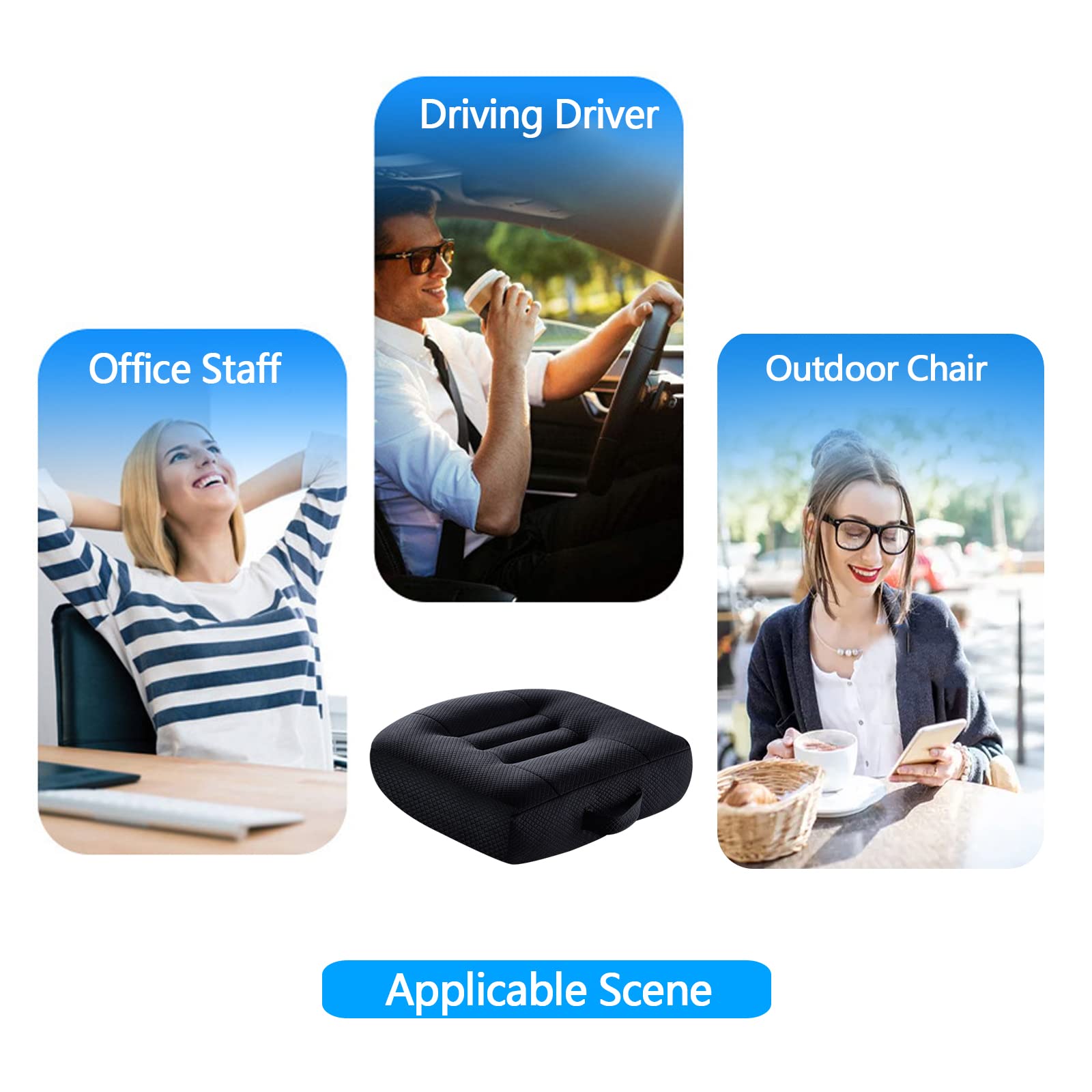 **Car Booster Seat for Adults - Adjustable Height Cushion with Breathable Mesh, Portable Seat Pad for Height Lift - Ideal for Car, Office & Home Use**