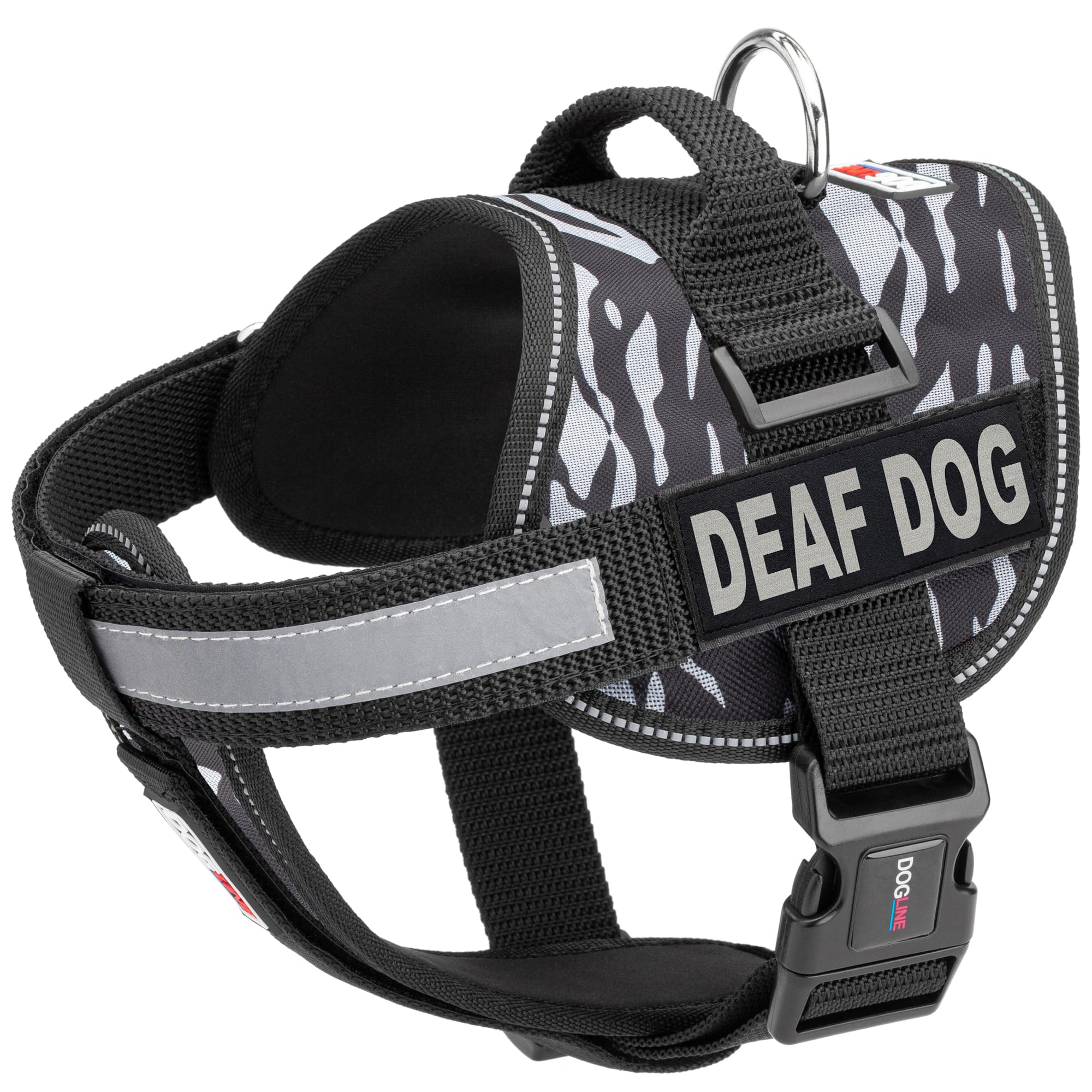 Unimax Dog Harness Vest with Deaf Dog Patches - Reflective No-Pull Adjustable Straps, Breathable Neoprene for Medical/Service/Training Dogs (36-46
