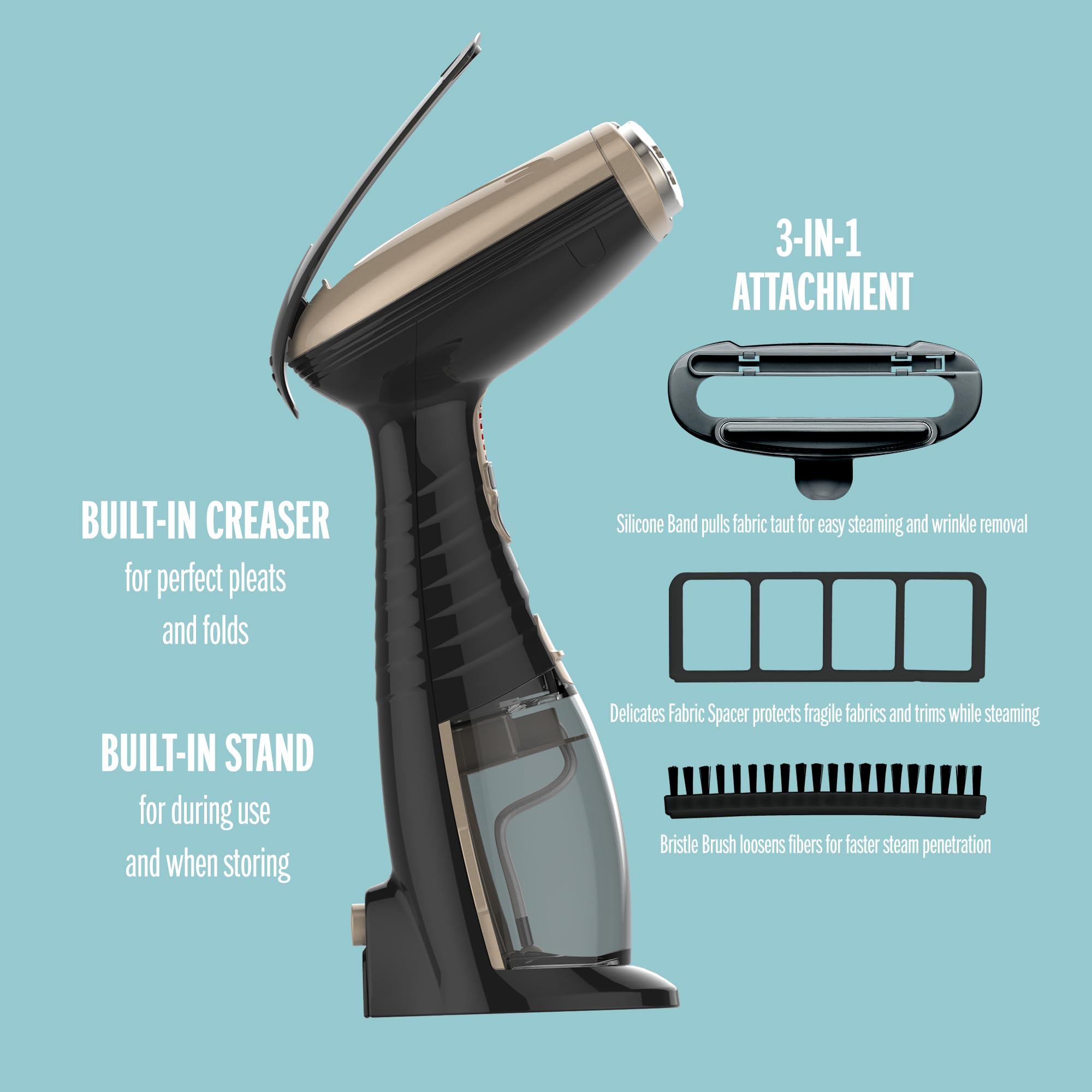 Conair GS59B Turbo ExtremeSteam 1875W Handheld Garment Steamer - Portable & Powerful for Wrinkles, Clothes, Dresses, Suits - Quick & Easy Home & Travel Use - Amazon Exclusive in Black