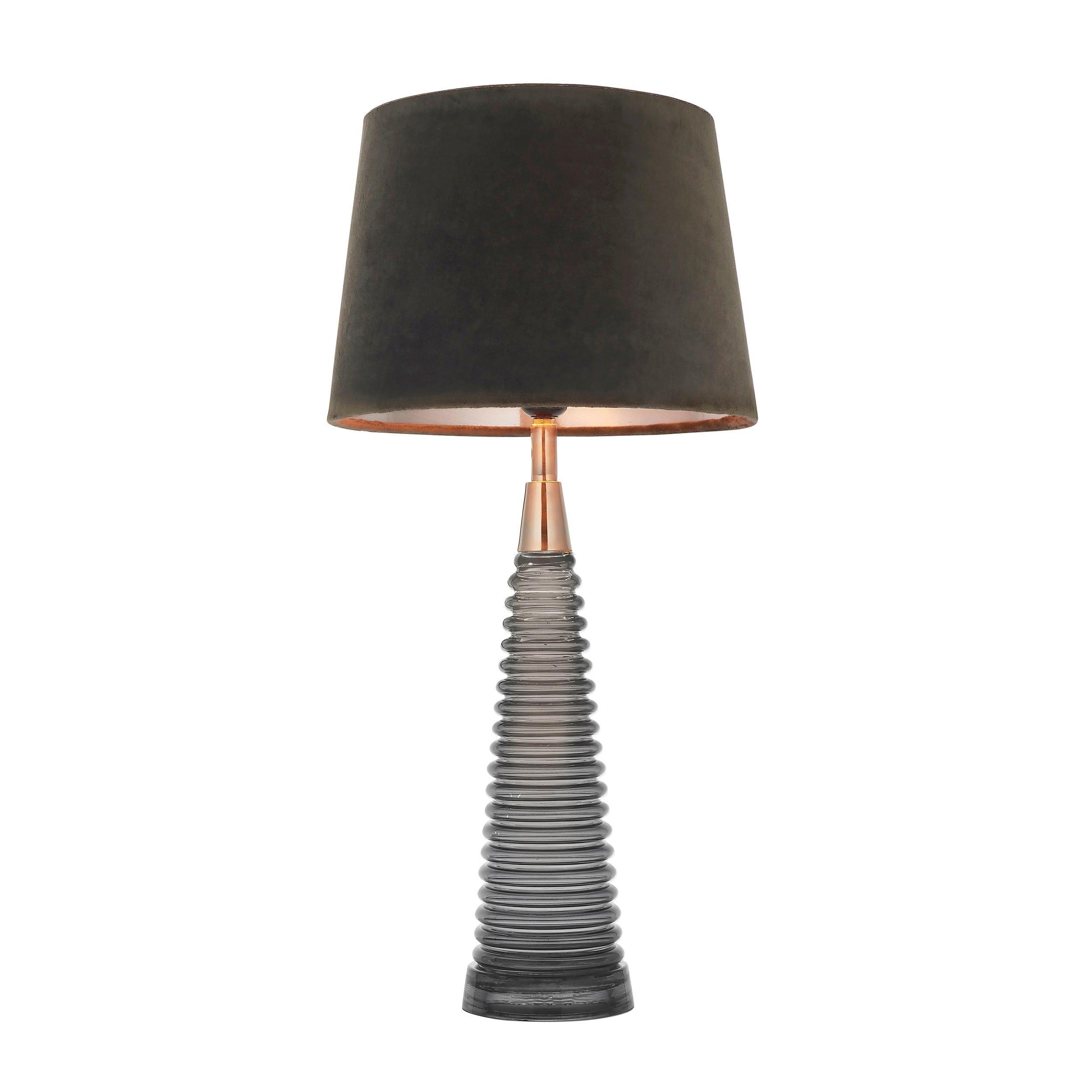 Endon Naia 1 Light Grey Glass Table Lamp - Modern Bedside & Living Room Lighting for Home Decor