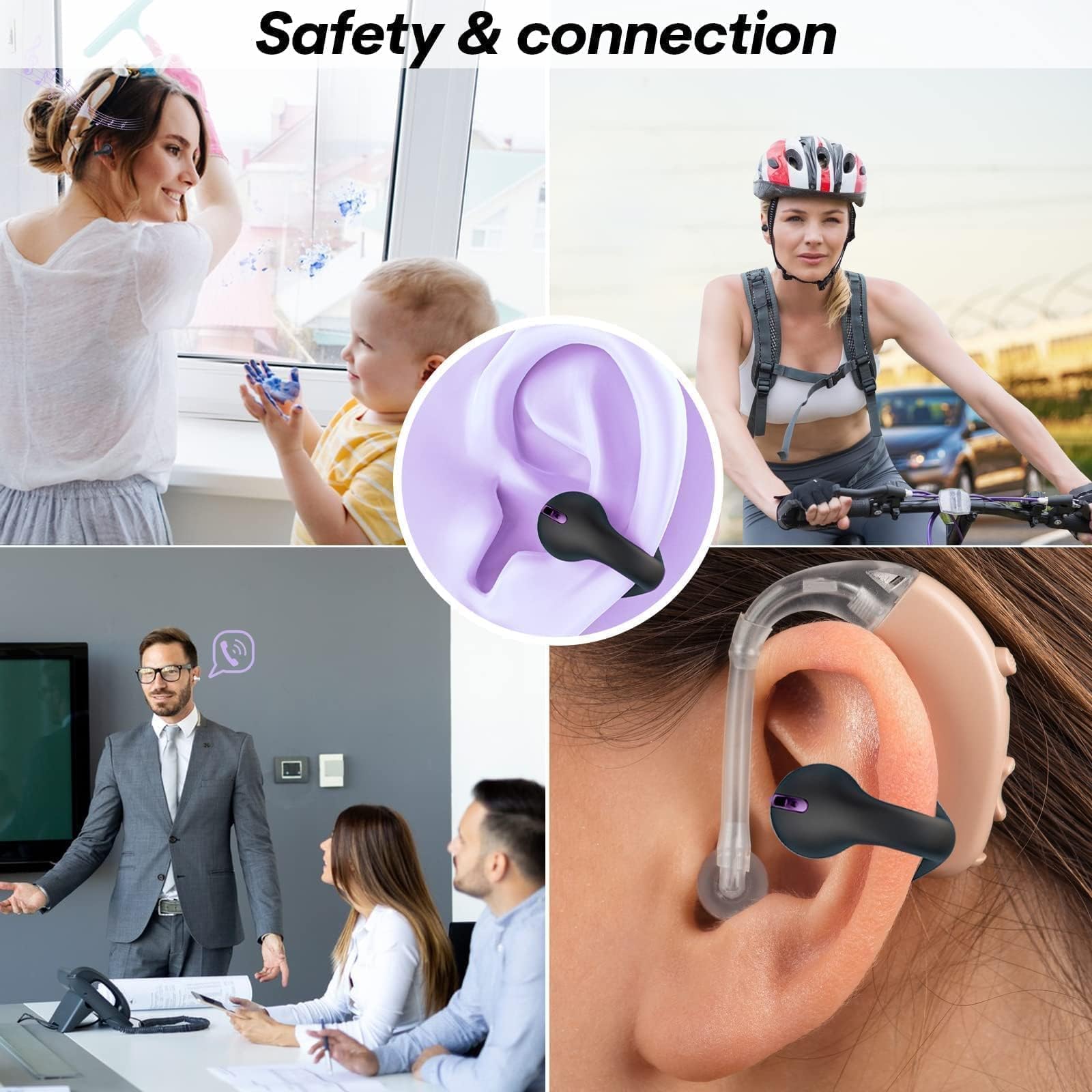 Wireless Bluetooth Bone Conduction Headphones - Open Ear Clip-On Sports Earbuds with Secure Fit - Sweatproof for Running, Cycling & Workout - Hands-Free Calling for Gym & Outdoor Activities