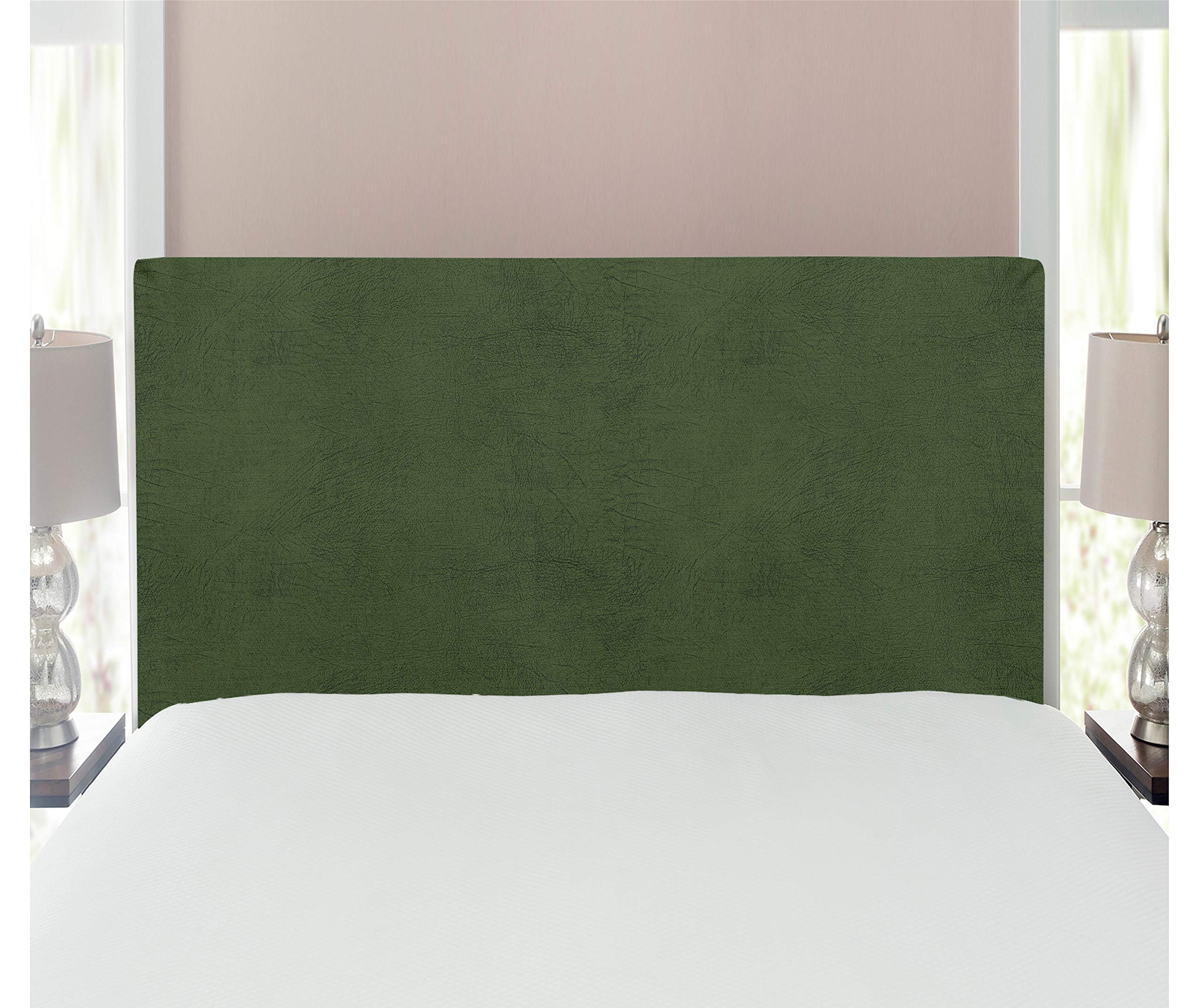 Ambesonne Faux Suede Headboard - Digitally Printed Weathered Texture Upholstered Metal Bed Headboard with Memory Foam | Twin Size Olive Green | Dorm & Bedroom Accent Furniture for Cozy Home Decor