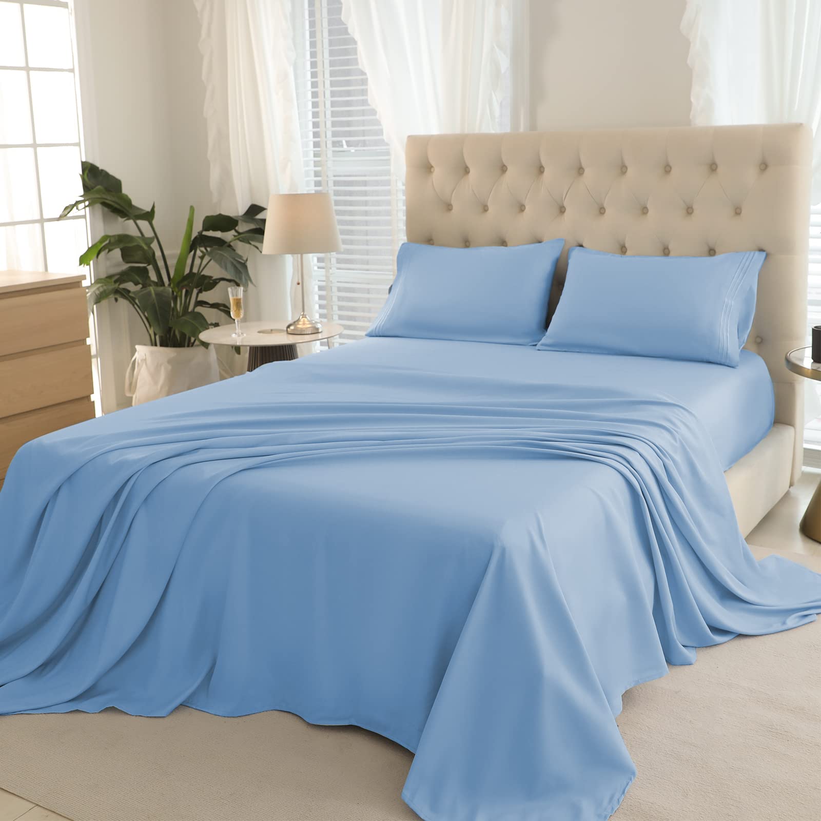 Setlily Twin XL Sheets - Cooling, Soft & Breathable Microfiber Bedding Set (3PC, 1800 Thread Count) - Deep Pocket Fitted Sheet Fits 16