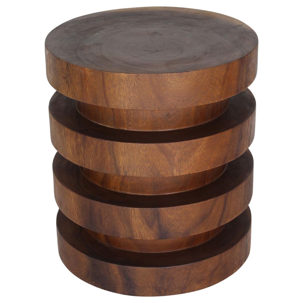Haussmann® 18 Inch Walnut Wood Towering Rings Table - 20 Inch Height - Oil Finish - Perfect for Living Room, Dining Room, or Office Decor