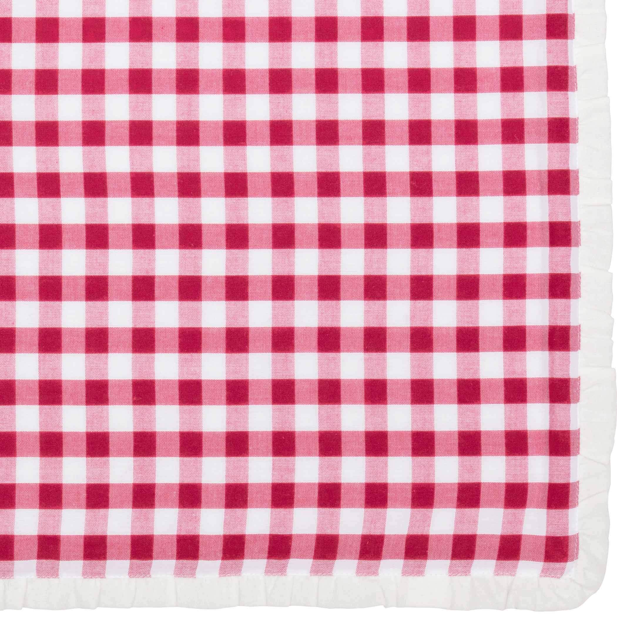 VHC Brands Farmhouse Holiday Table Runner 13x36 Inch - Christmas Kitchen Decor, Dining Table Decoration for Thanksgiving, Fall, Winter & Seasonal Home Decor - Red Embroidered Cotton Fabric